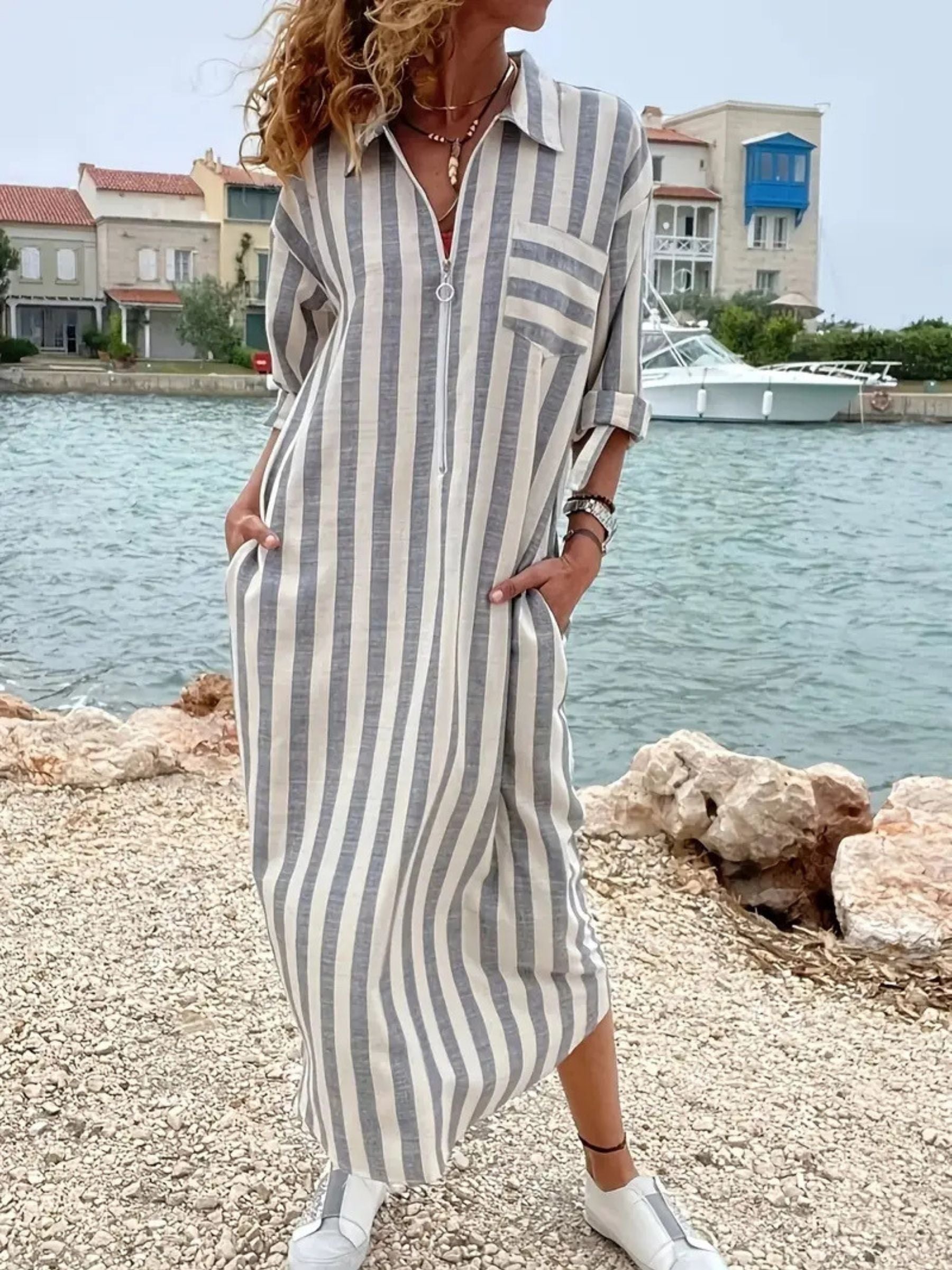 Camilla - Striped Long Shirt Dress