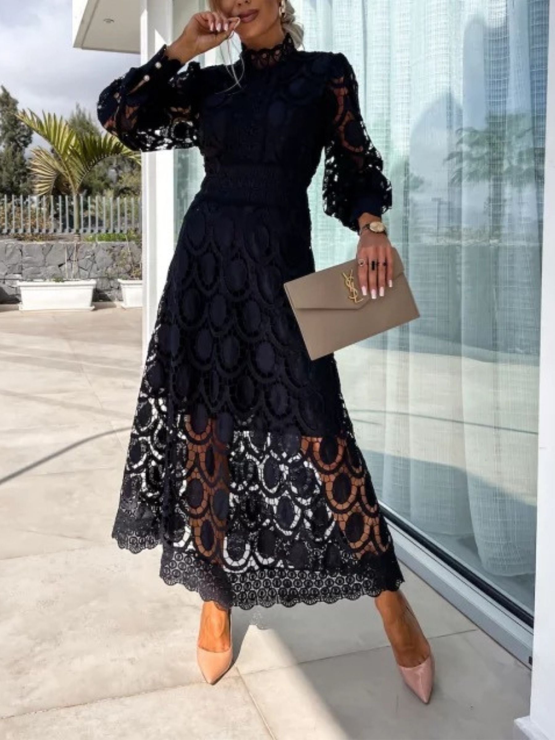 Belle - Frech Lace Puff Sleeve