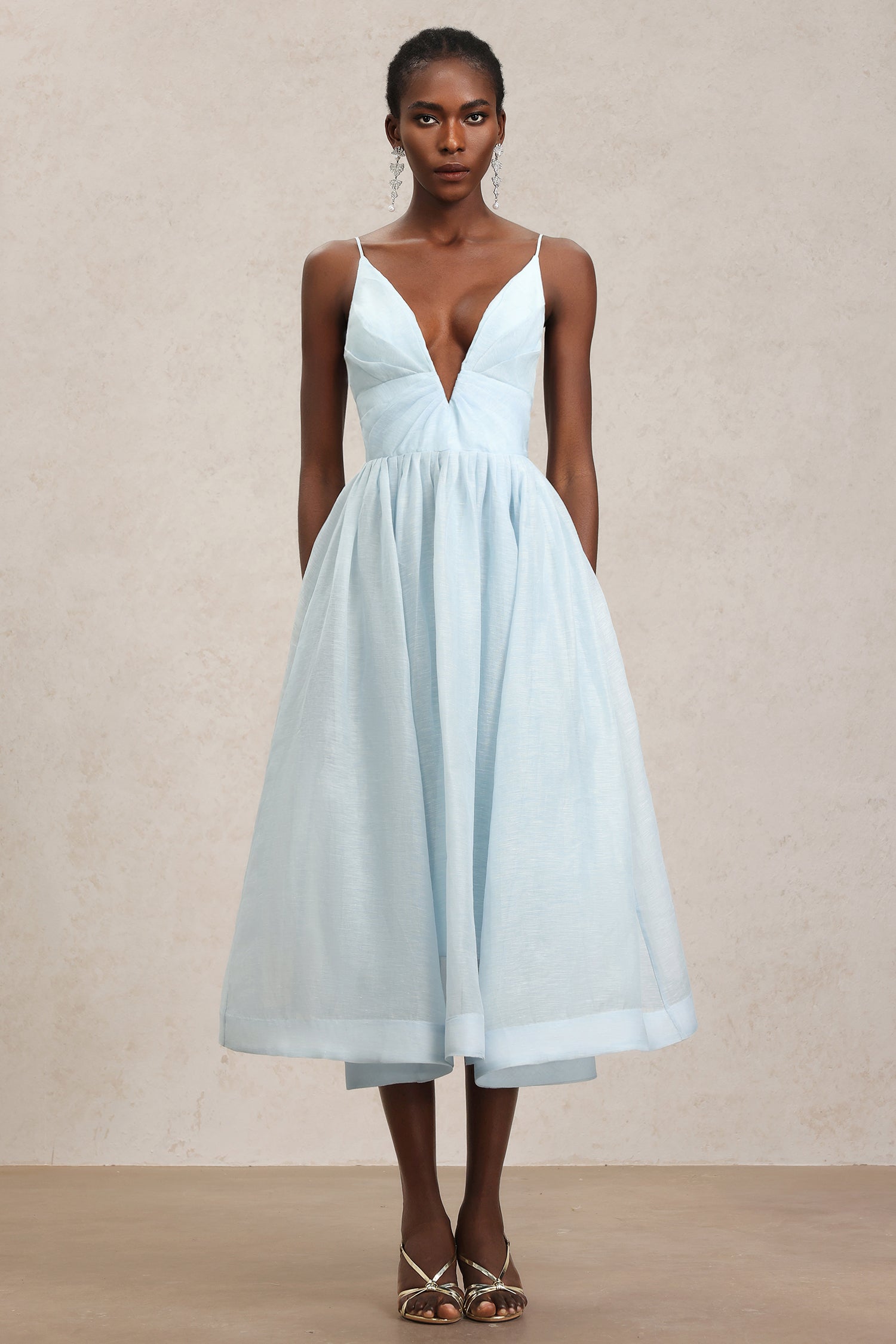 Mélanie Halter Deep-V Folds Maxi Dress