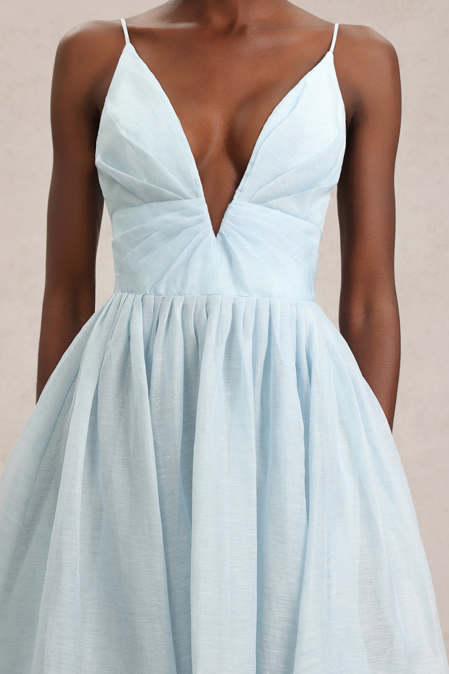 Mélanie Halter Deep-V Folds Maxi Dress