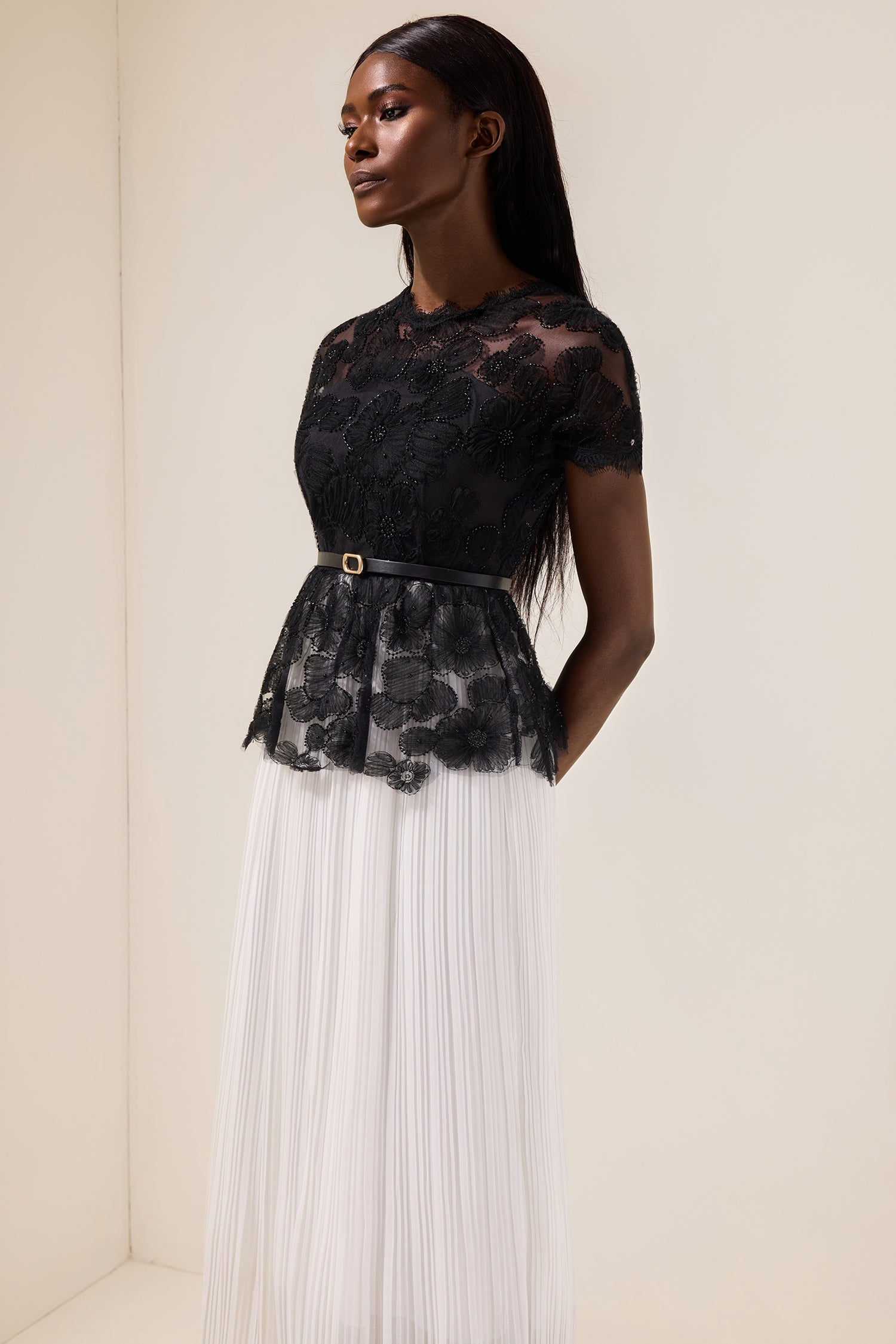 Sabine - Pleated Midi Dress With Belt