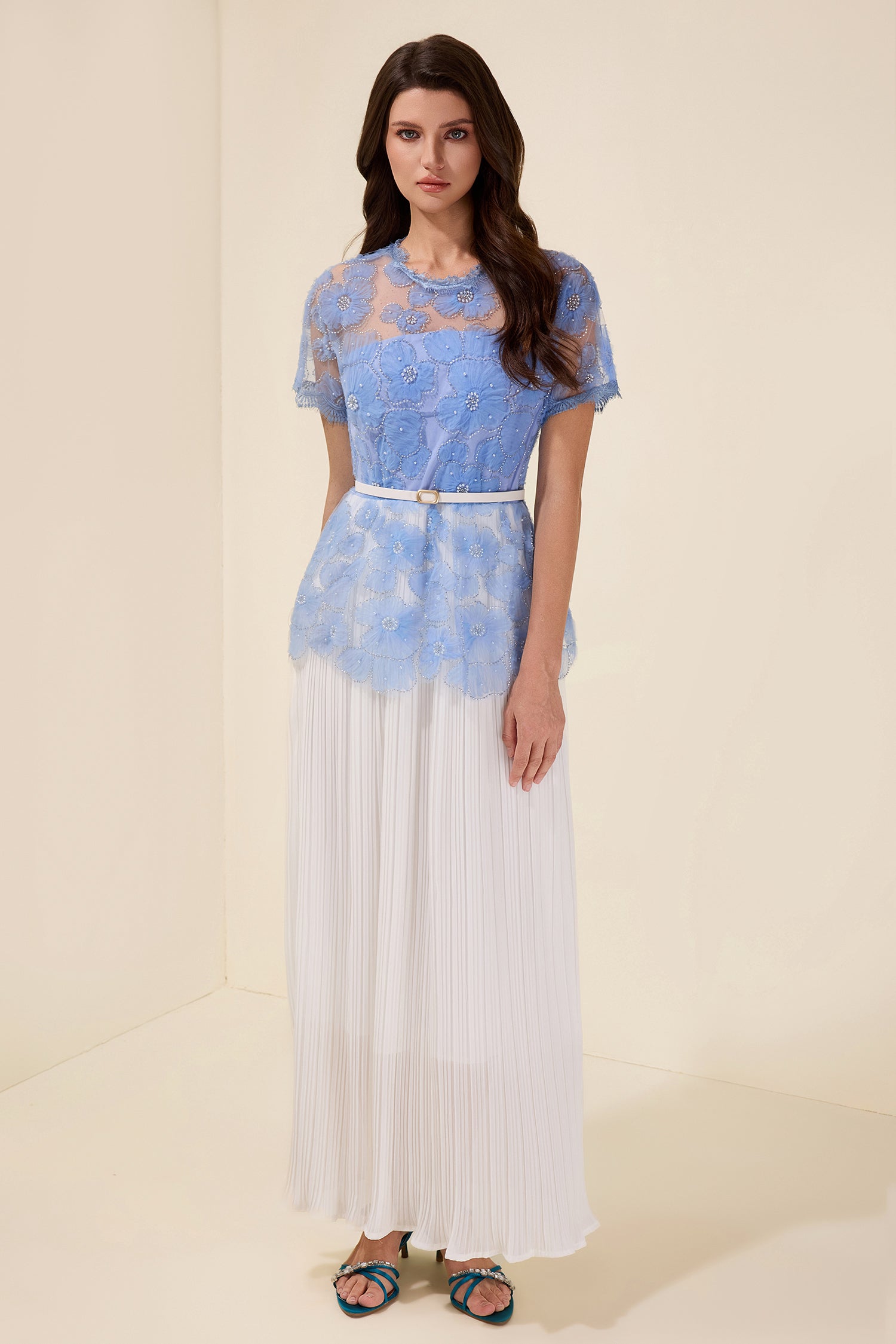 Sabine - Pleated Midi Dress With Belt