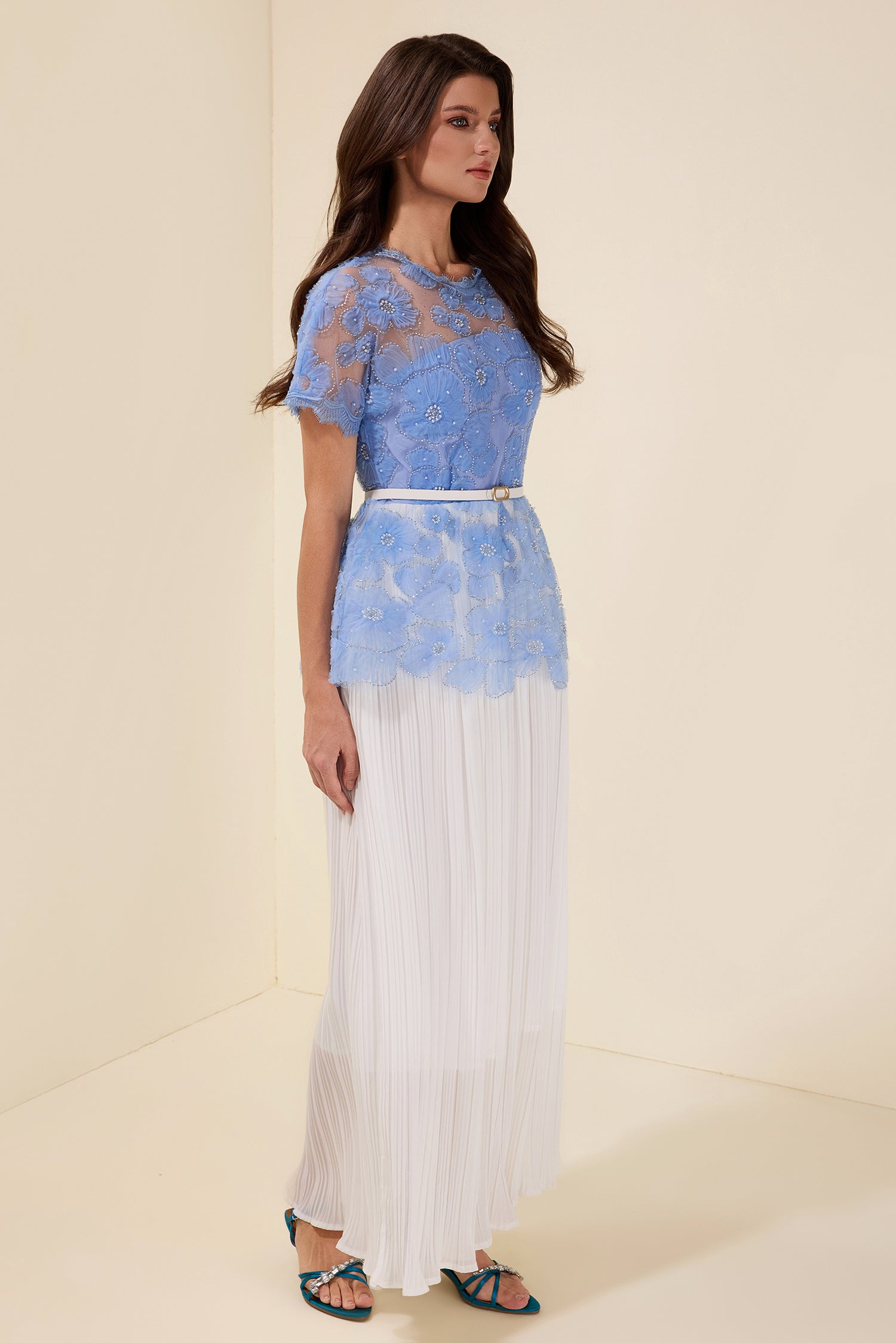 Sabine - Pleated Midi Dress With Belt