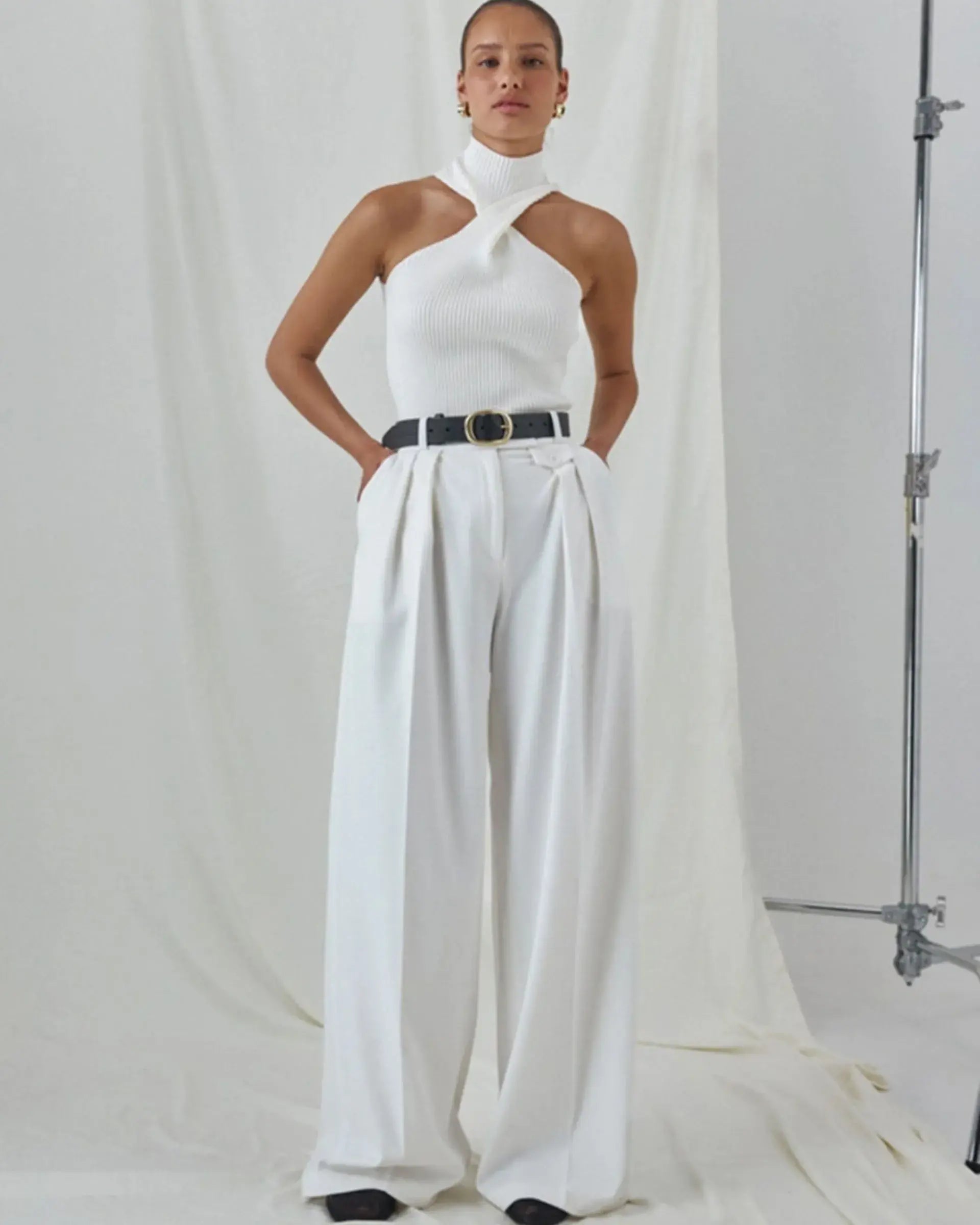 Pleated Wide Leg loos Formal Suit's Trouser