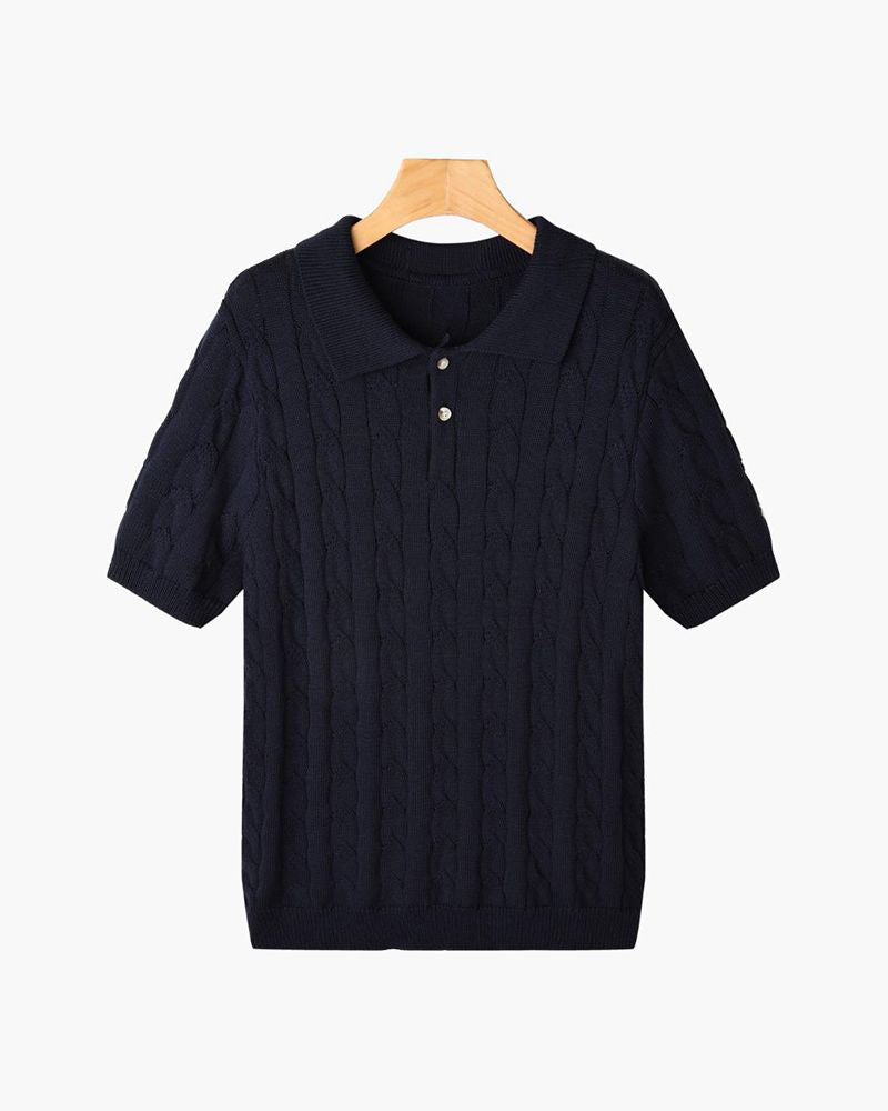FLORENCE Knit Cable Polo Shirt