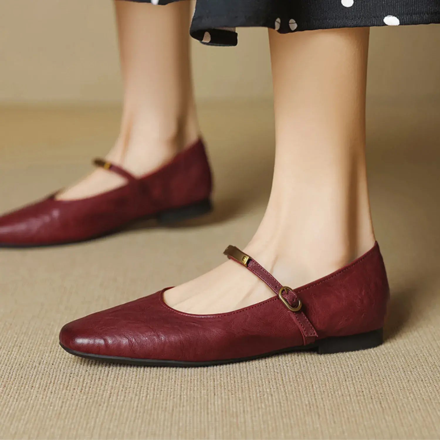 Marisol Genuine Leather Flat Mary Jane