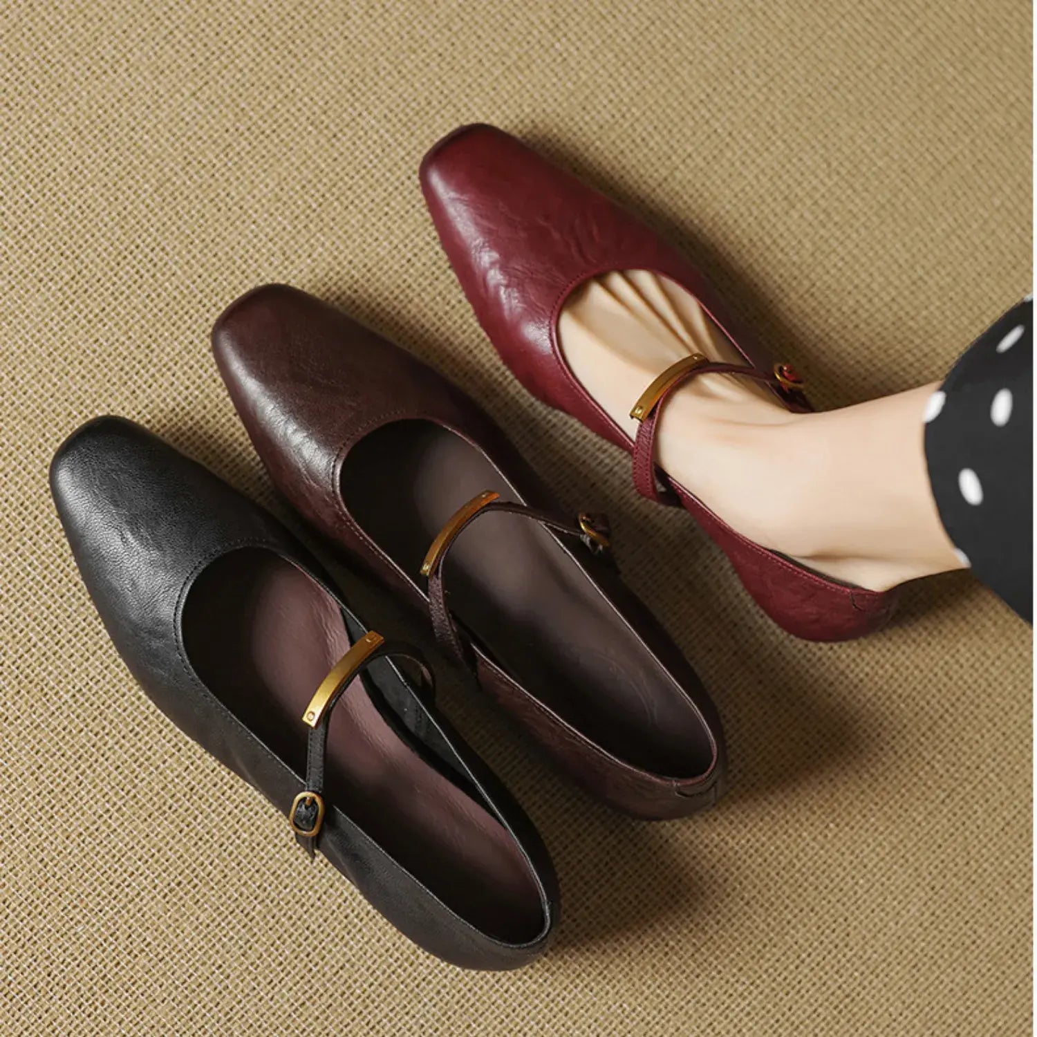 Marisol Genuine Leather Flat Mary Jane