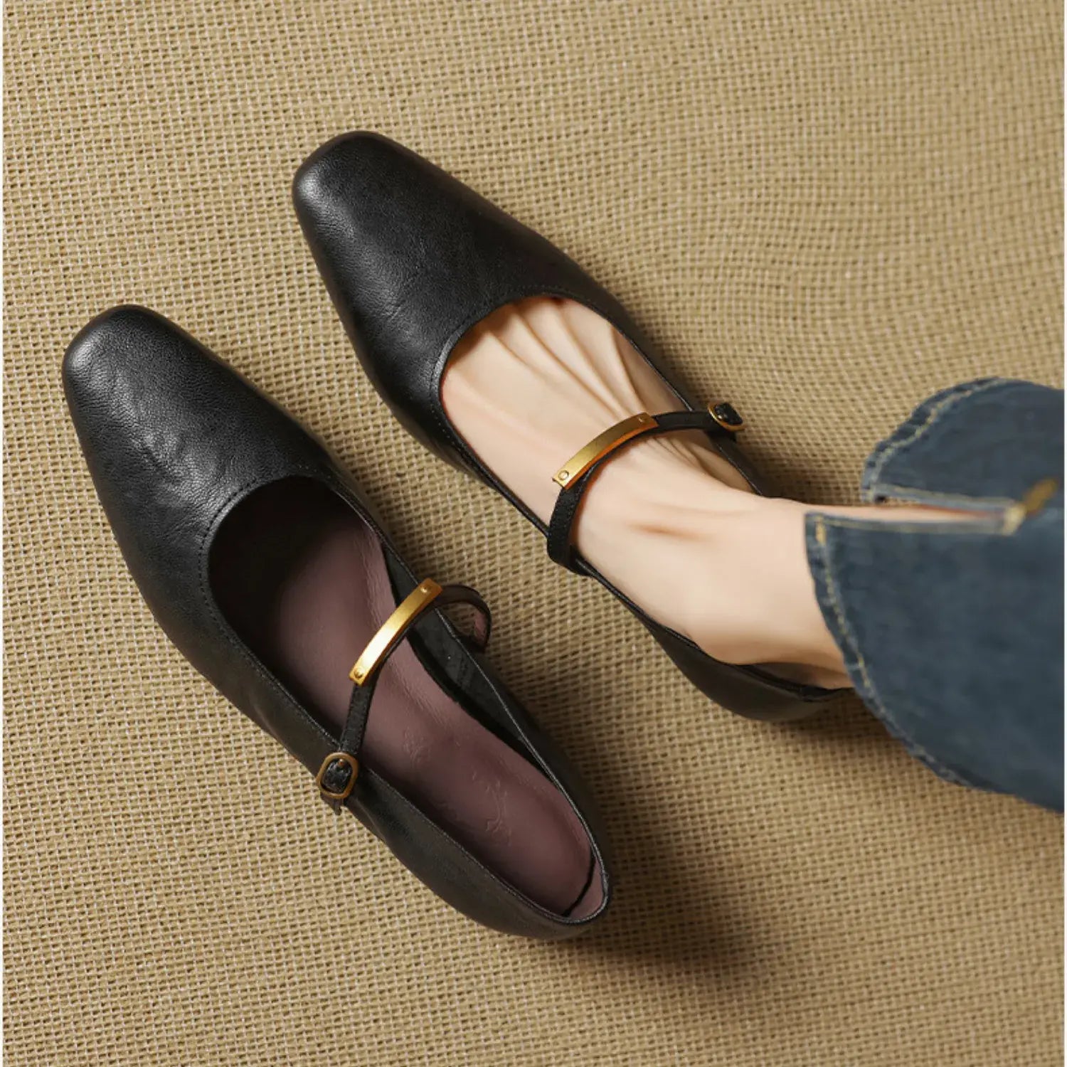 Marisol Genuine Leather Flat Mary Jane