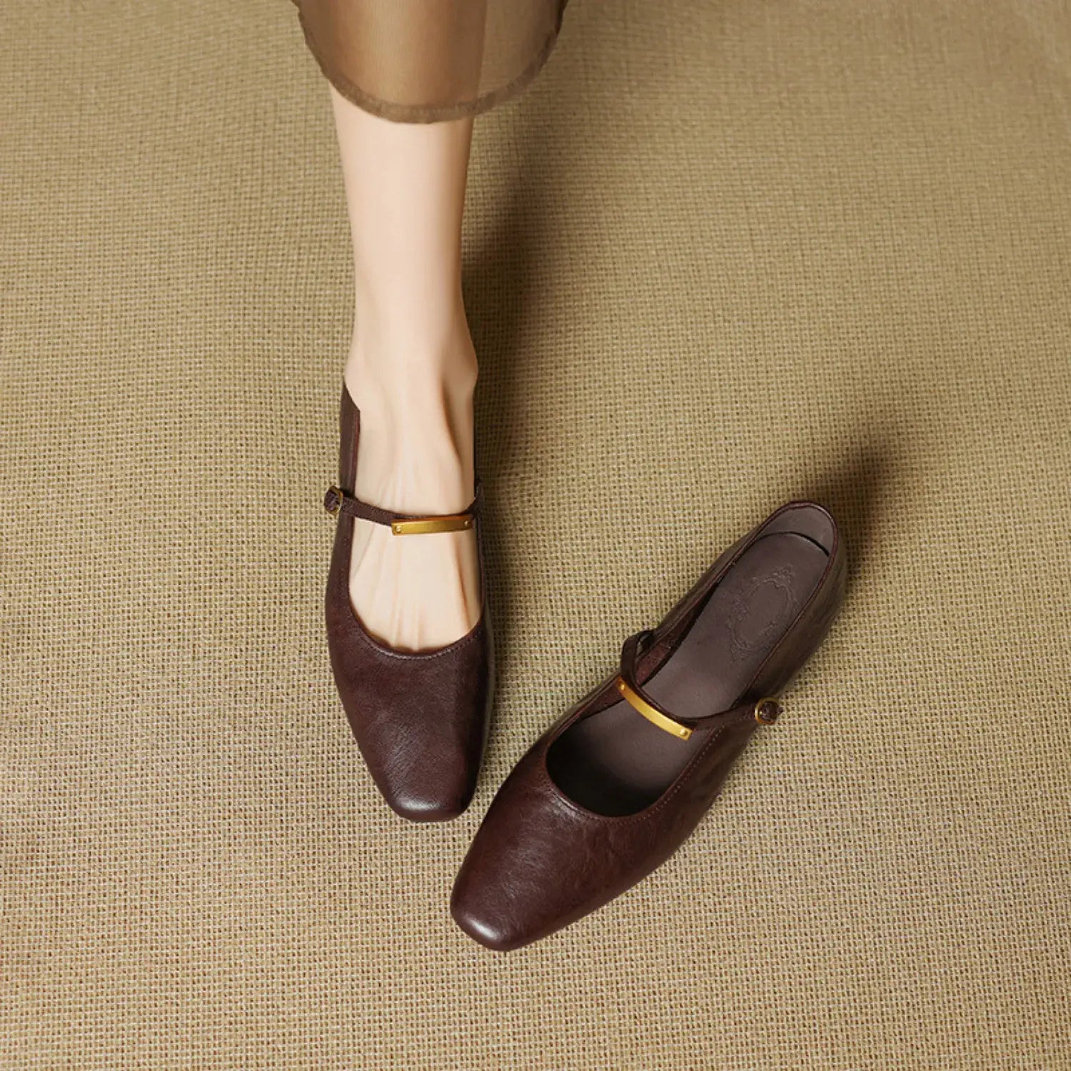 Marisol Genuine Leather Flat Mary Jane