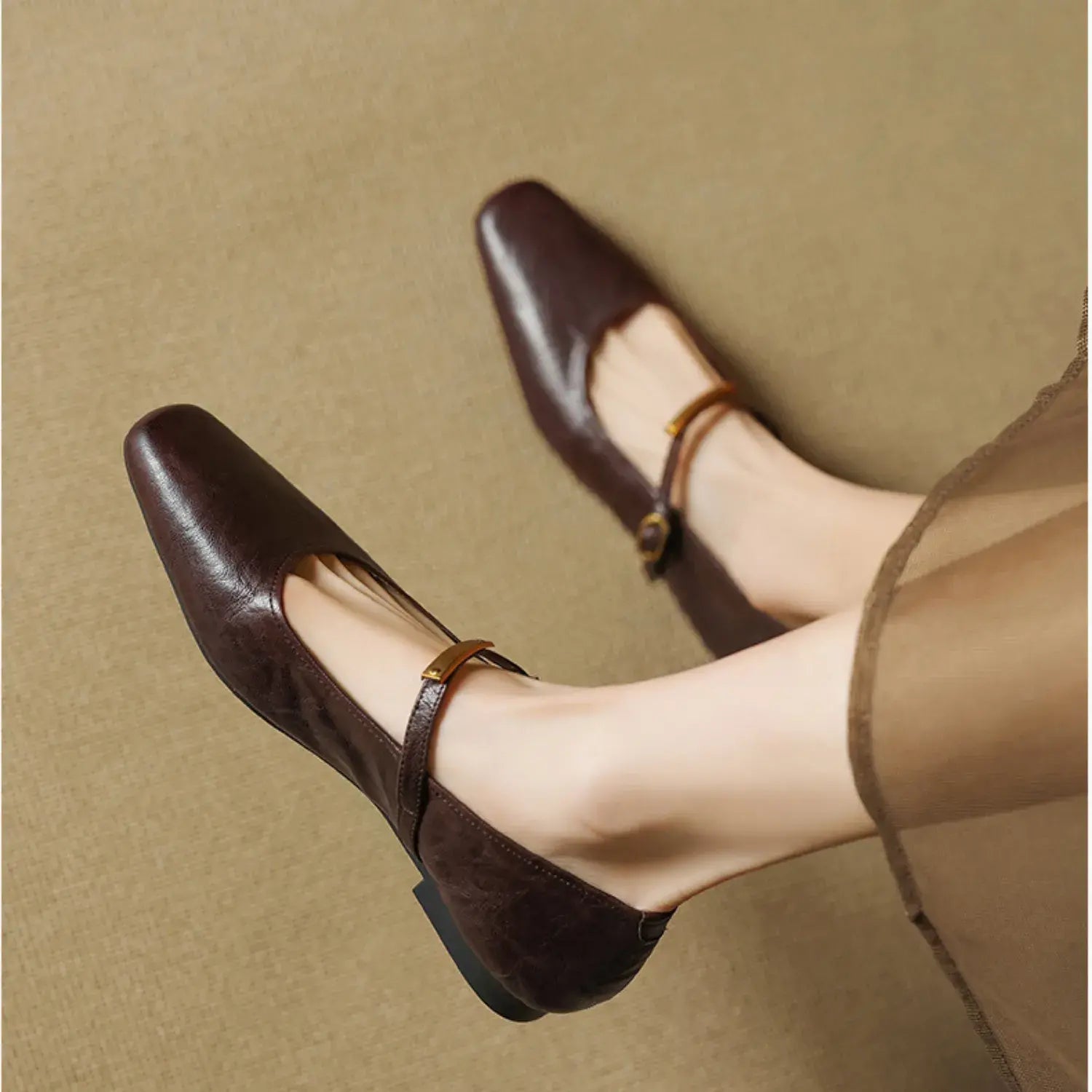 Marisol Genuine Leather Flat Mary Jane
