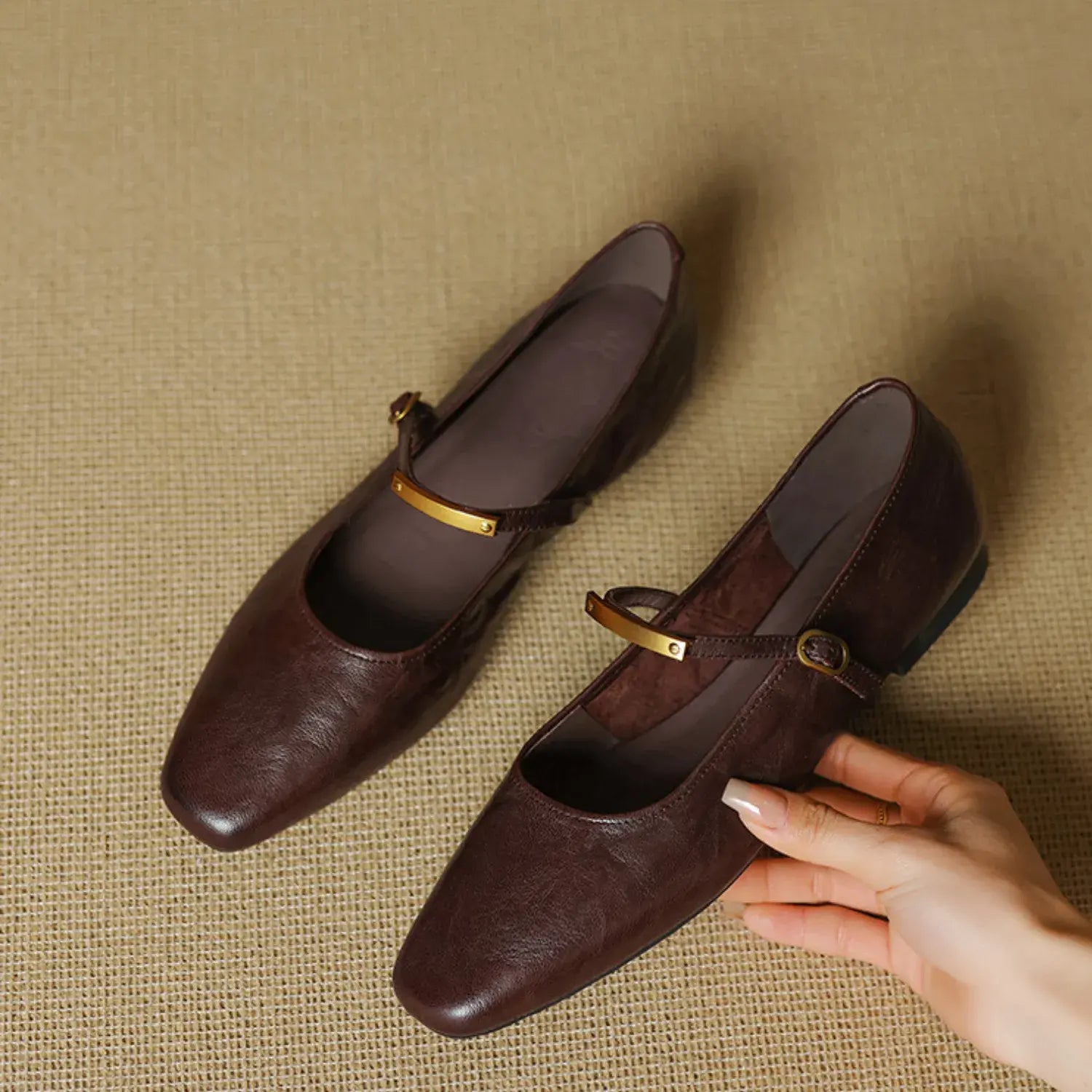 Marisol Genuine Leather Flat Mary Jane