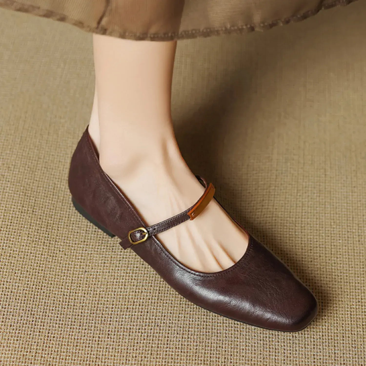 Marisol Genuine Leather Flat Mary Jane