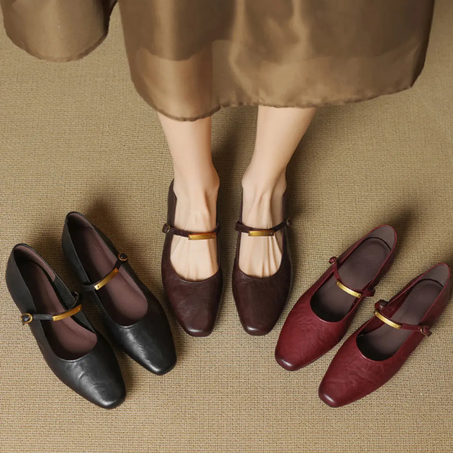 Marisol Genuine Leather Flat Mary Jane