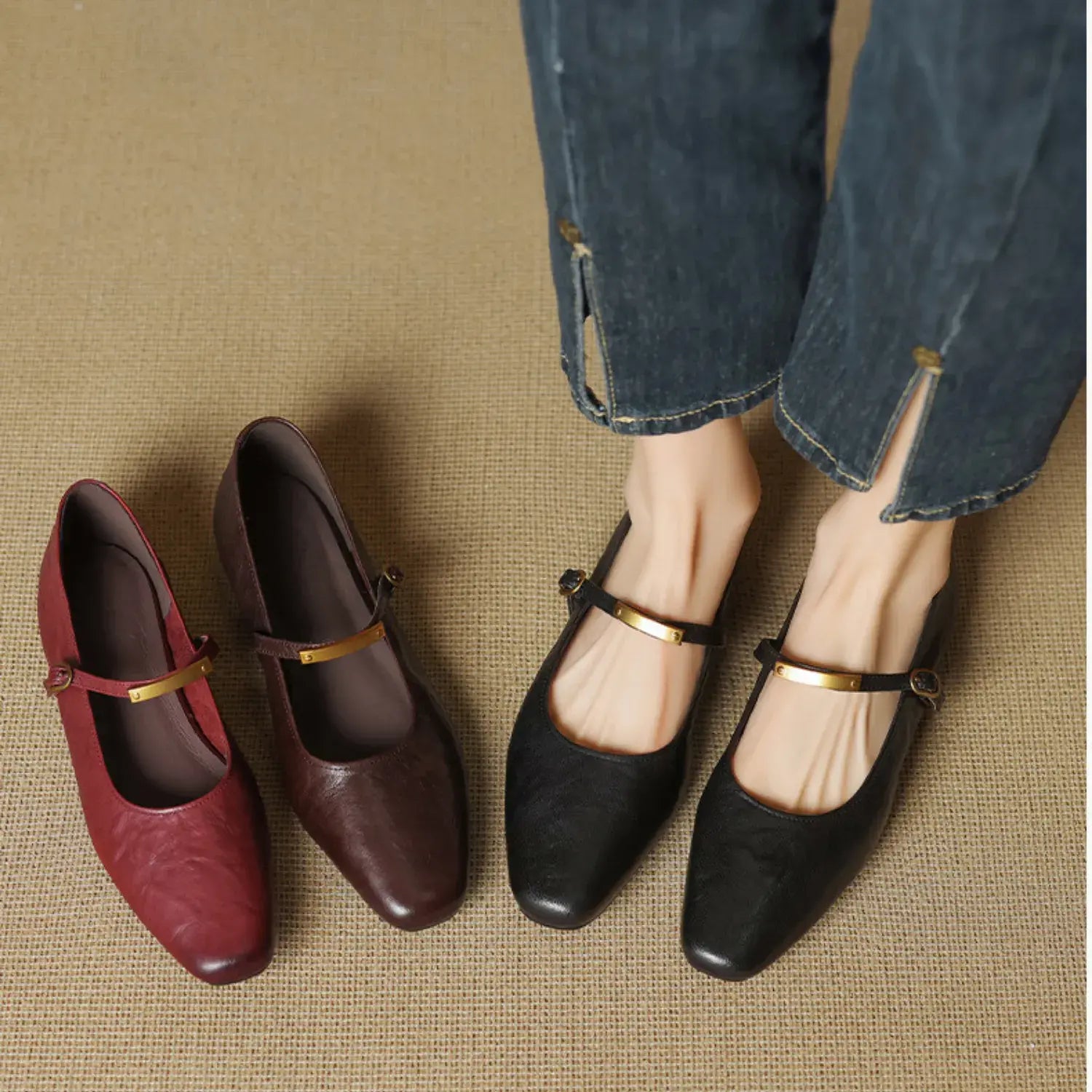 Marisol Genuine Leather Flat Mary Jane