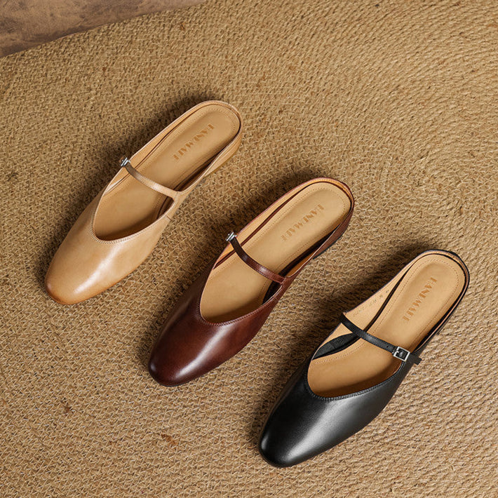 Zaria - Genuine Leather Slip-On Mules