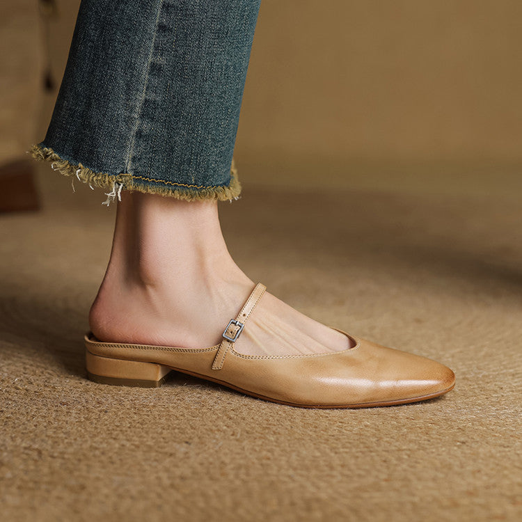 Zaria - Genuine Leather Slip-On Mules