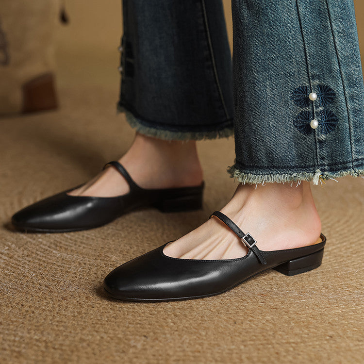 Zaria - Genuine Leather Slip-On Mules