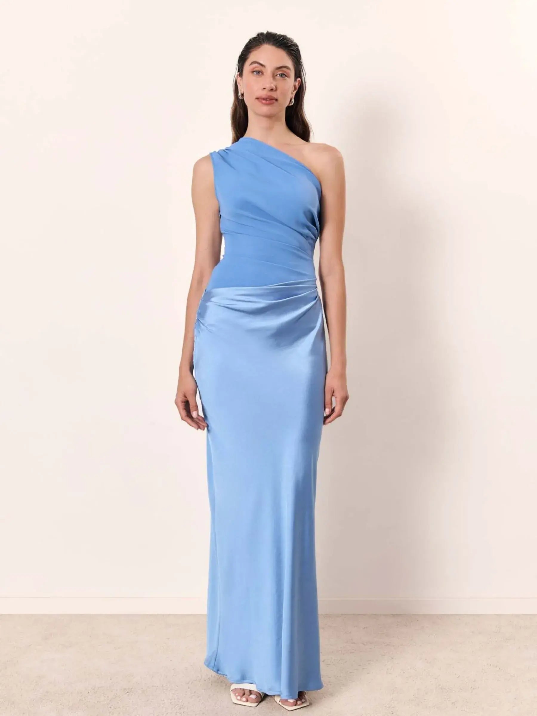 Celestina - Slanted Collar Maxi Dress