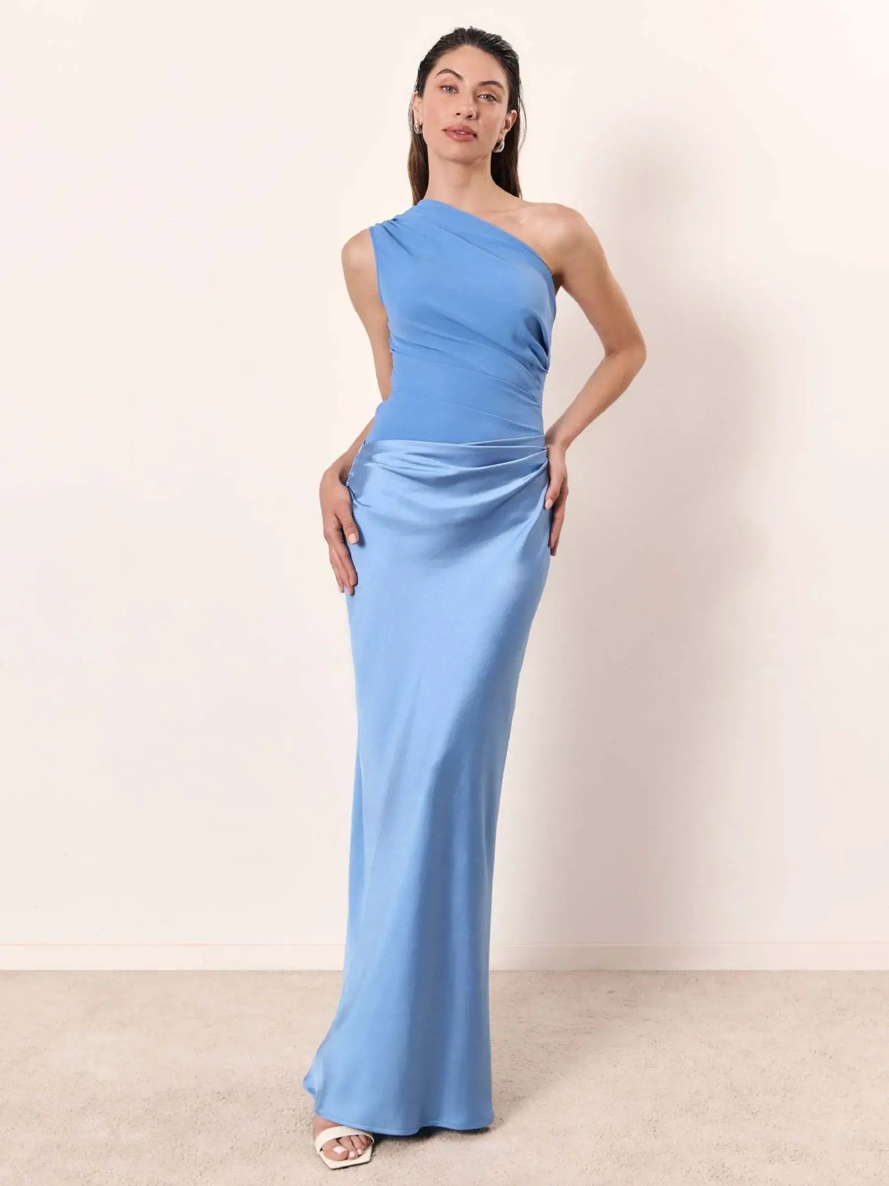 Celestina - Slanted Collar Maxi Dress