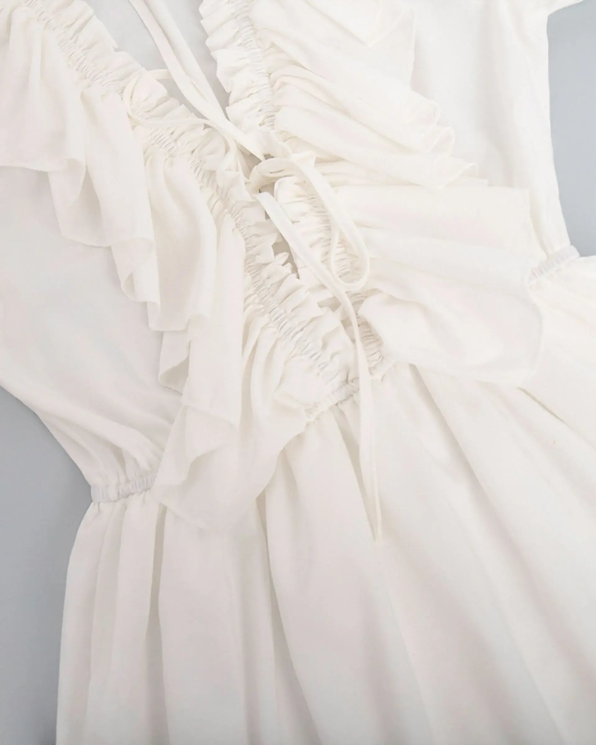 Ruffle Long Sleeve Chiffon Dress