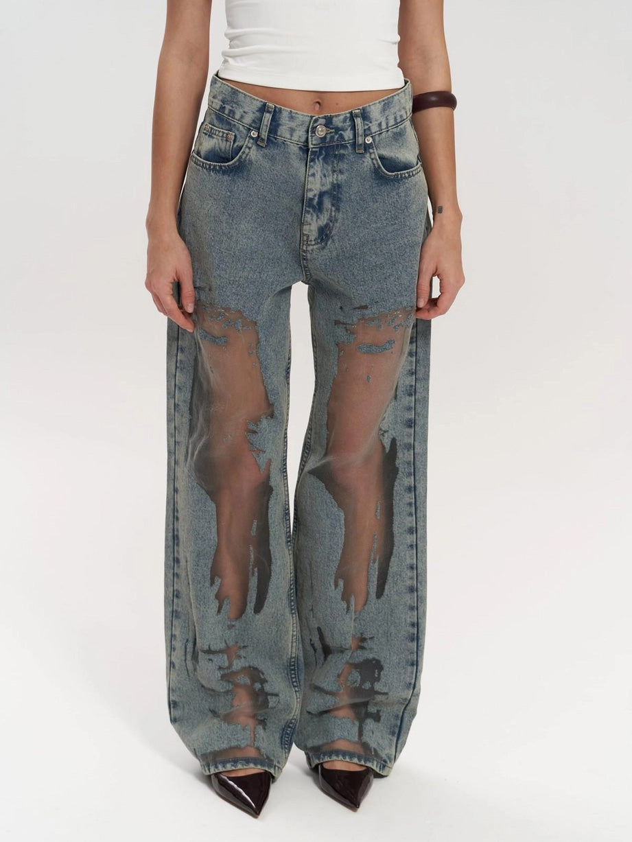 Milano - Blue Transparent Wide-leg Jeans
