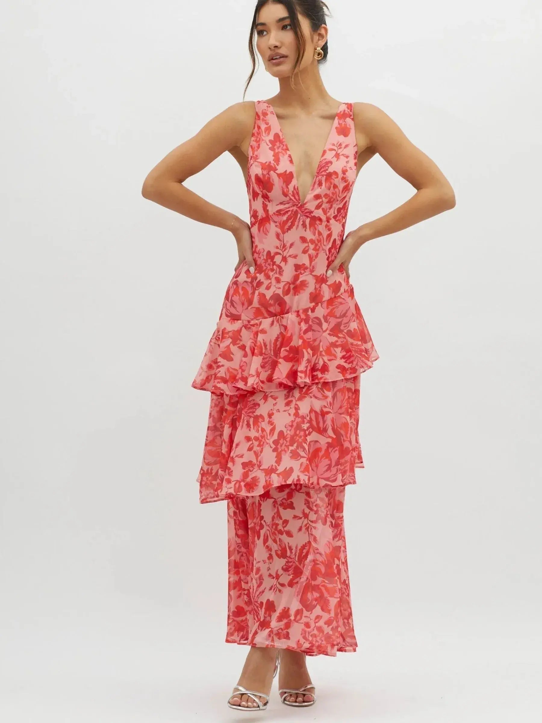 Emily™ - Floral Midi Dress with Shift Design