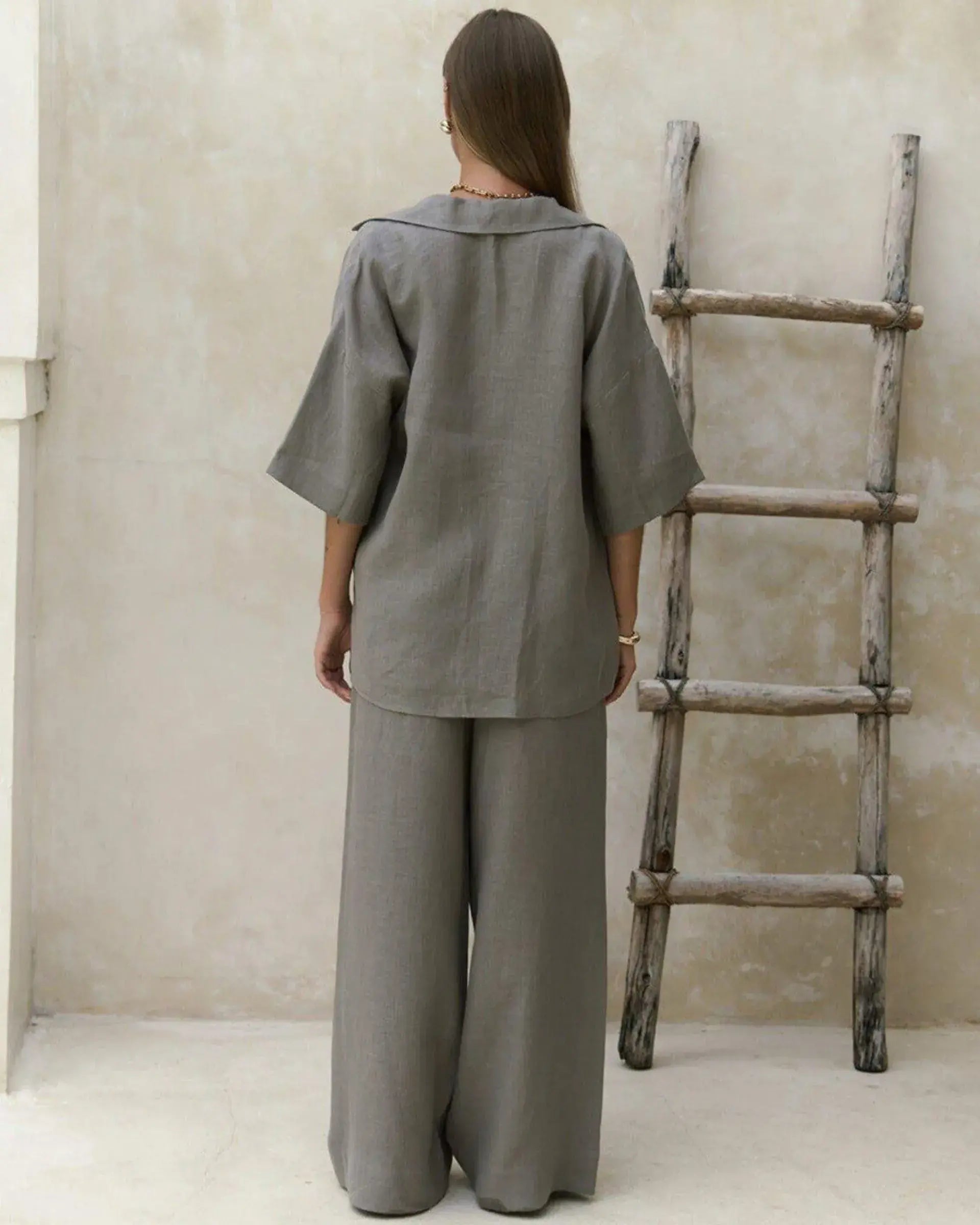 two-pieces short sleeved Drop Shoulder Outfit