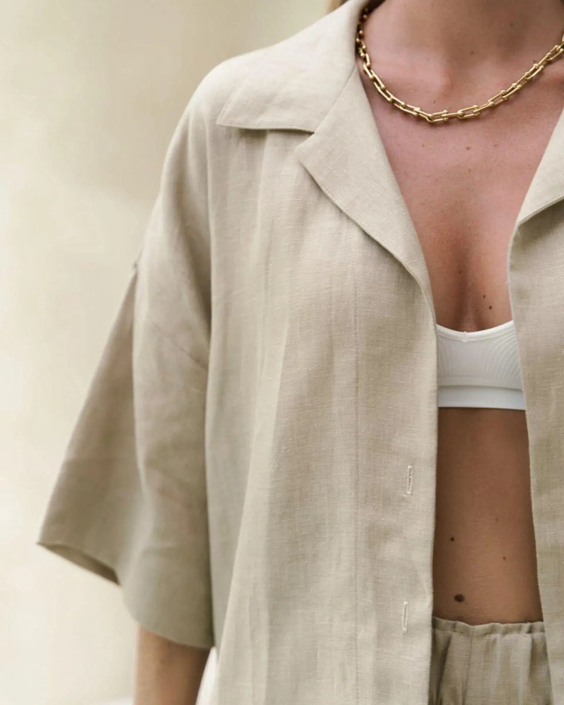 two-pieces short sleeved Drop Shoulder Outfit