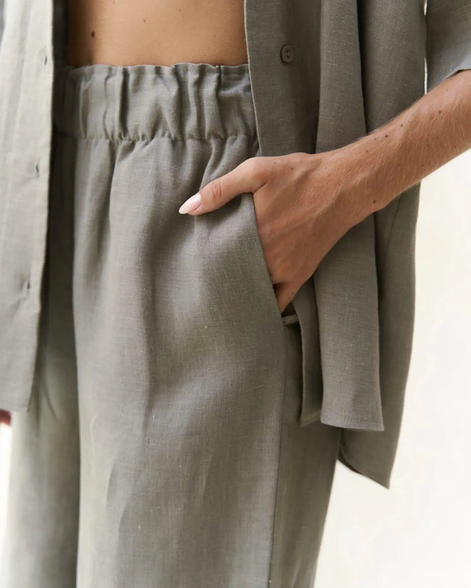 two-pieces short sleeved Drop Shoulder Outfit