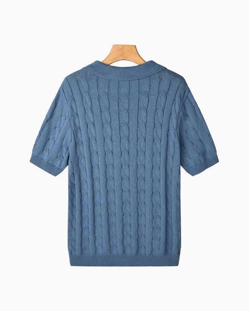 FLORENCE Knit Cable Polo Shirt