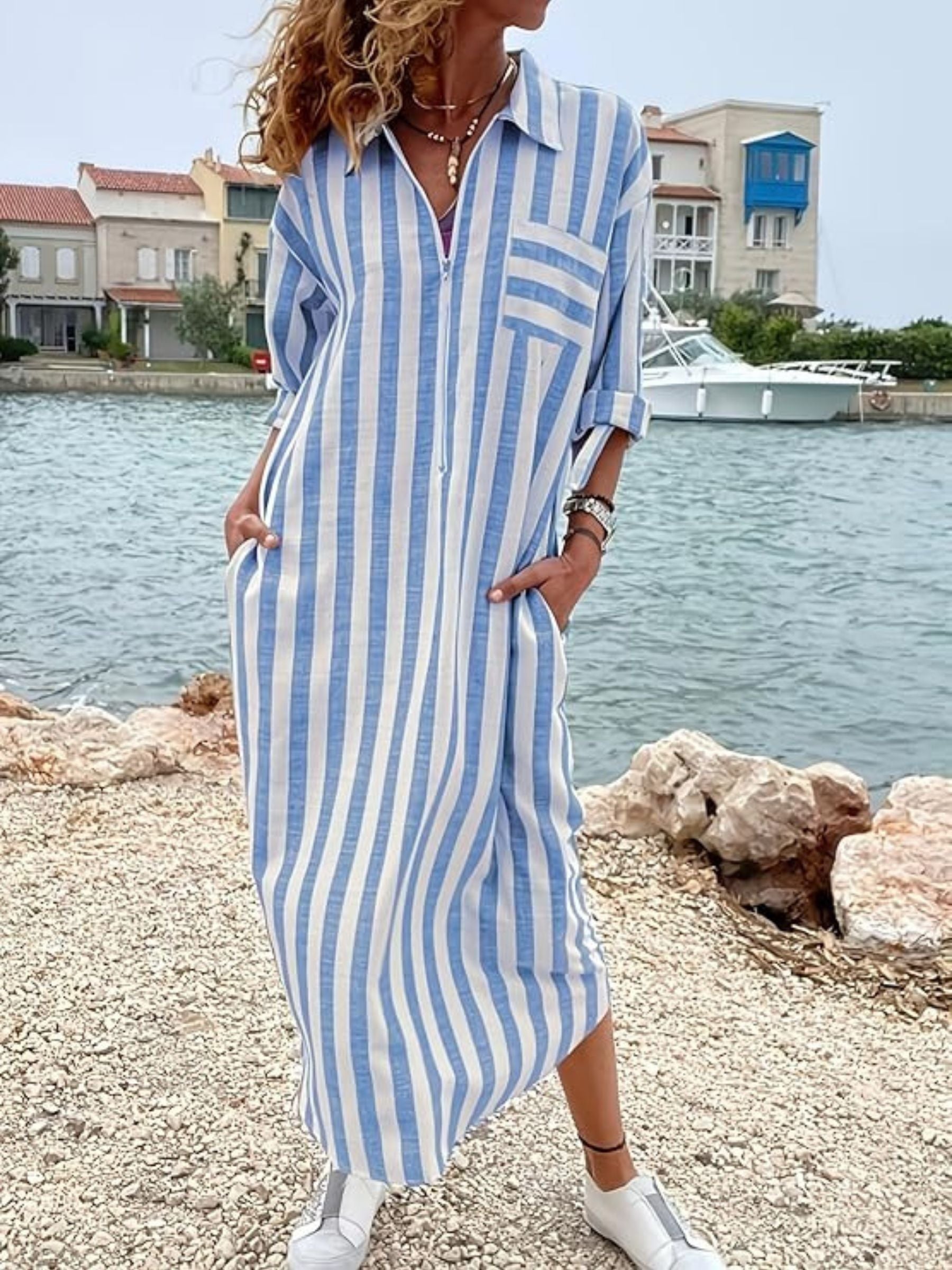 Camilla - Striped Long Shirt Dress