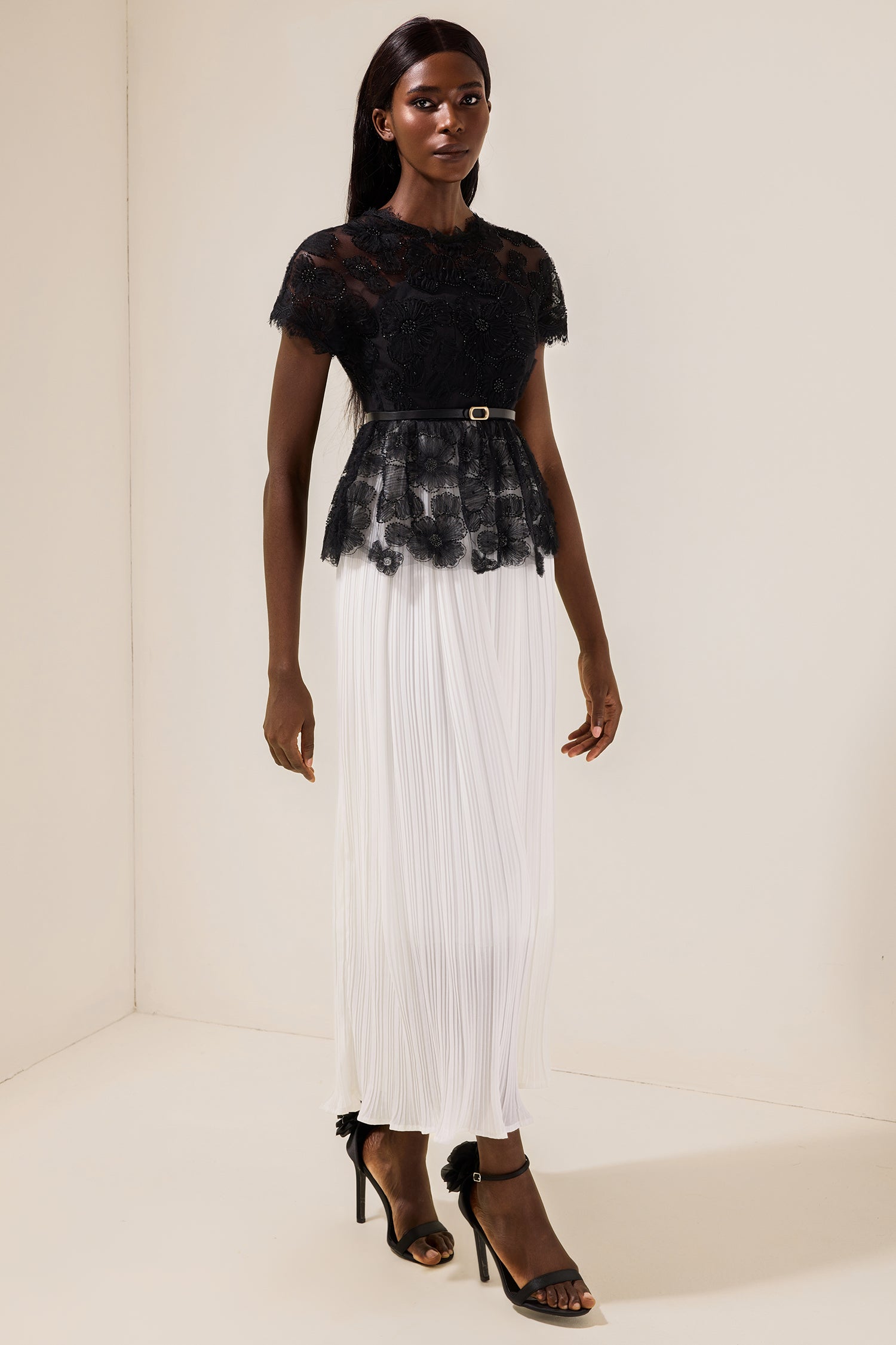 Sabine - Pleated Midi Dress With Belt