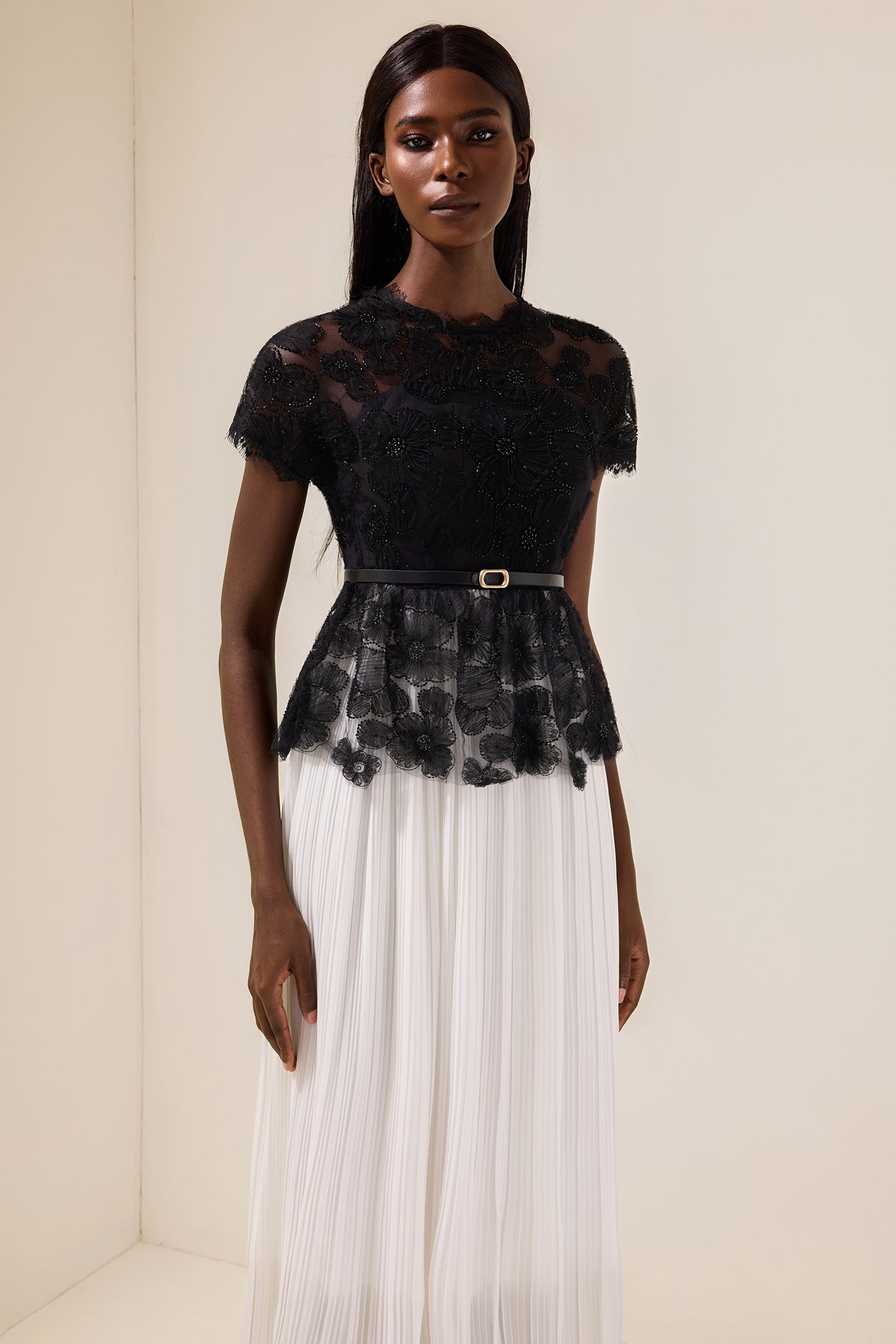 Sabine - Pleated Midi Dress With Belt