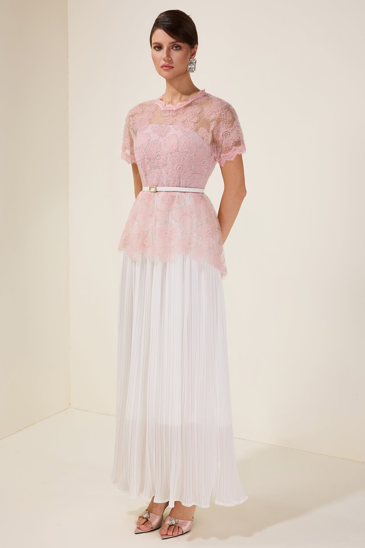 Sabine - Pleated Midi Dress With Belt