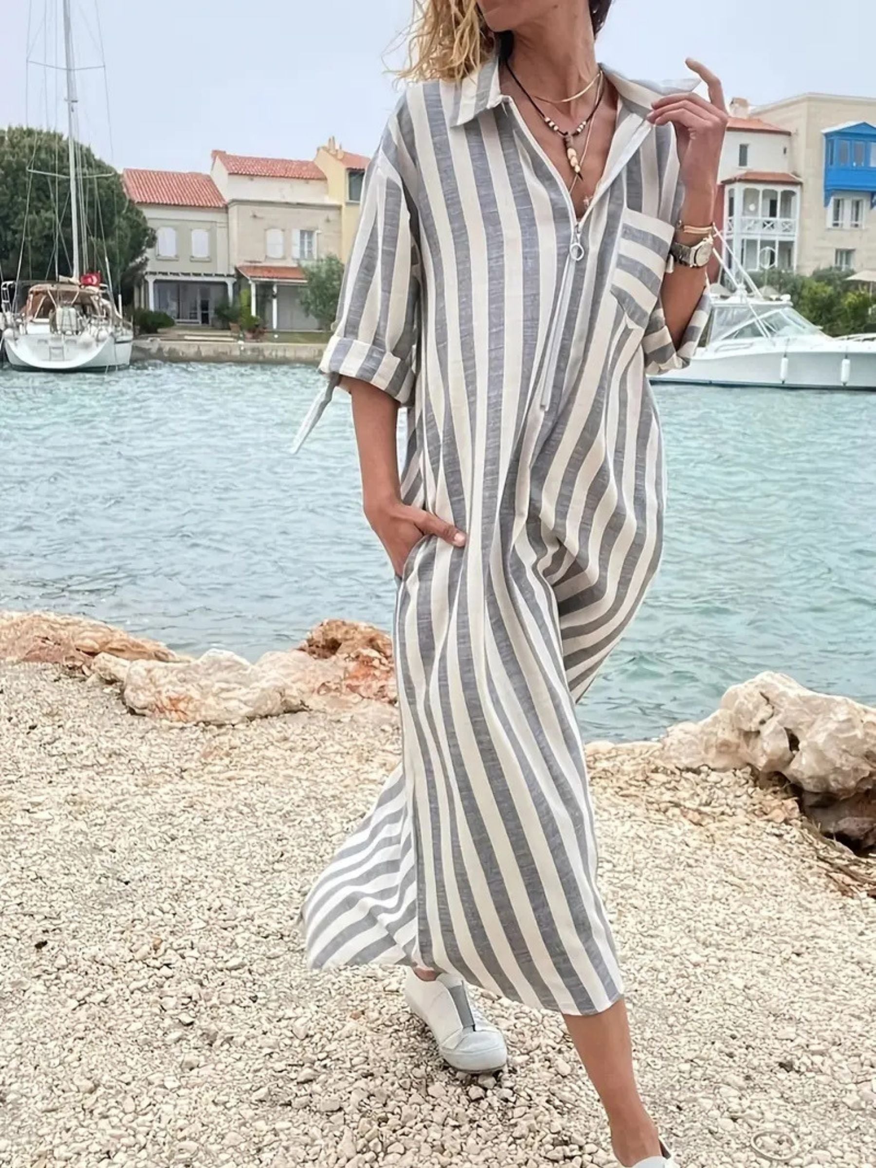 Camilla - Striped Long Shirt Dress