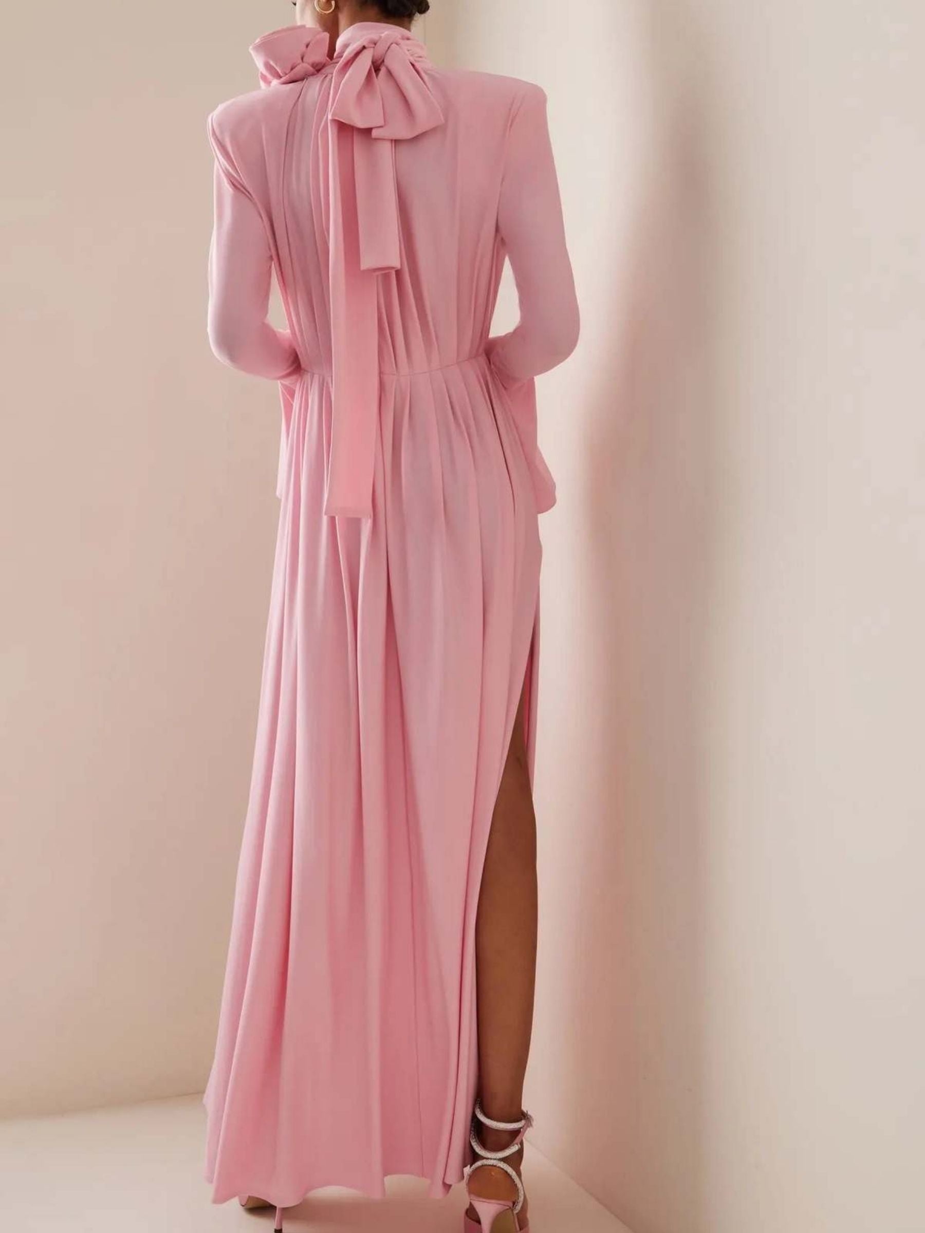 Amelie - 3D Flower Deep‑V Maxi Dress