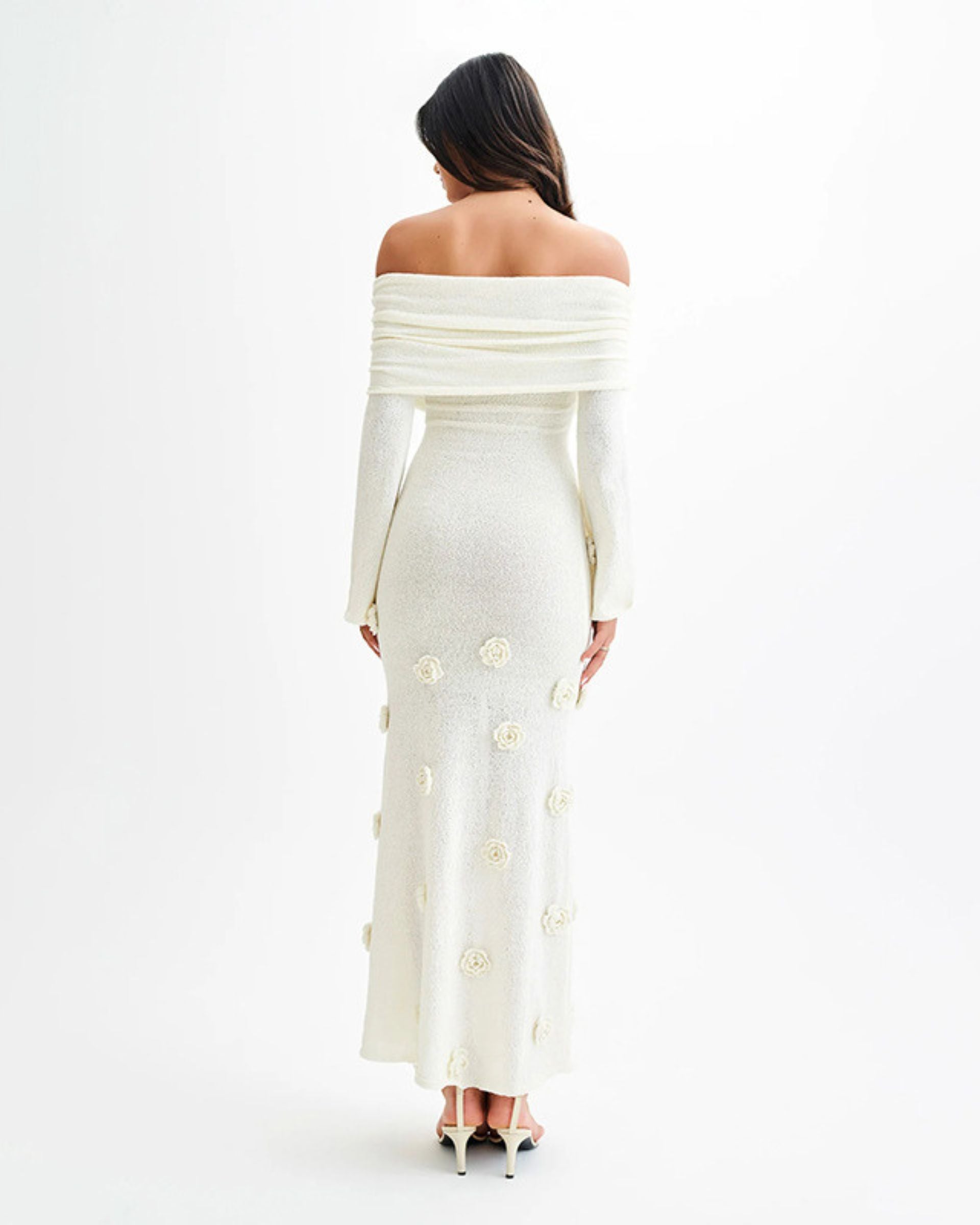 Emille 3D Flower Off-Shoulder Maxi Dress