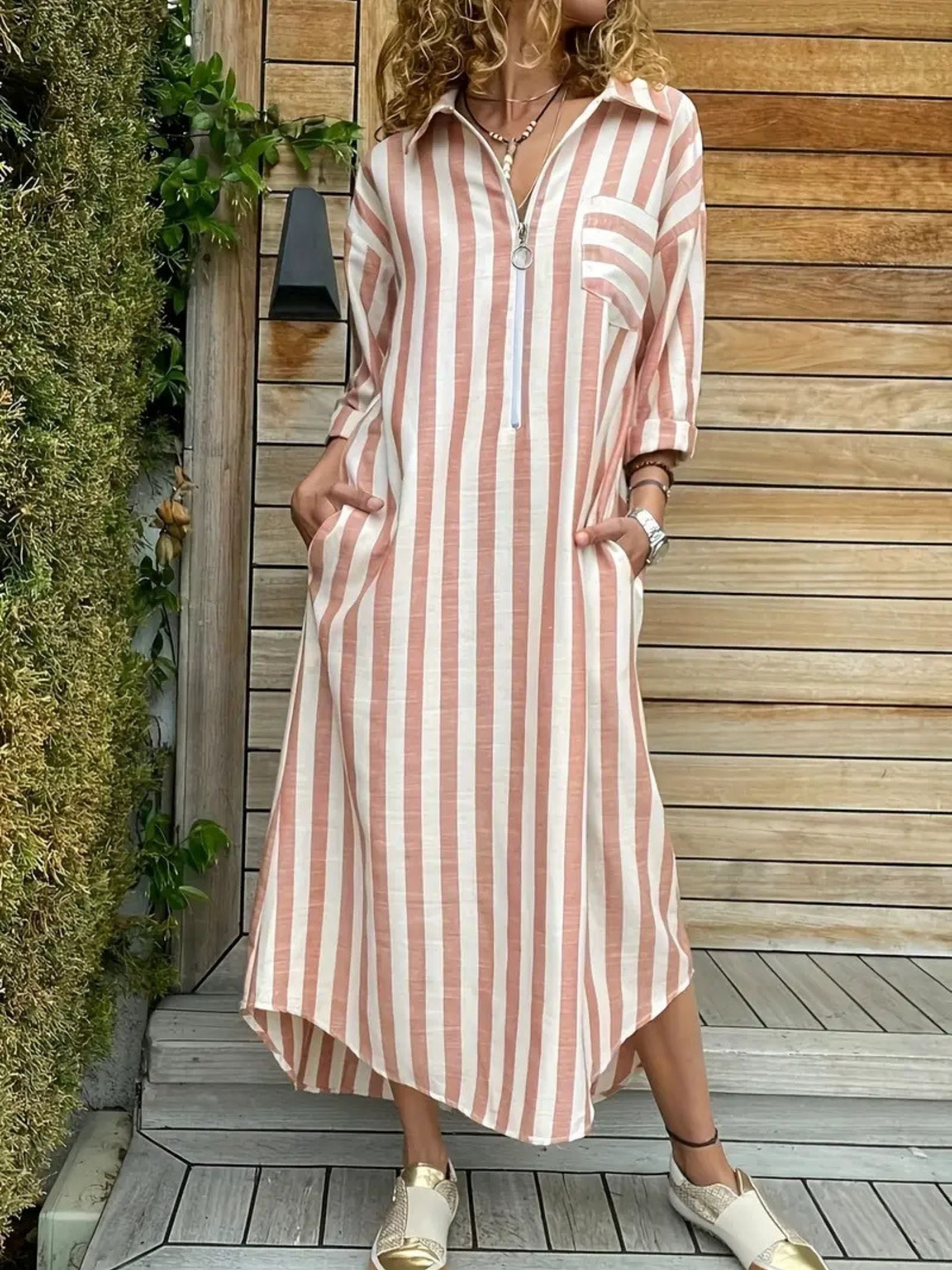 Camilla - Striped Long Shirt Dress