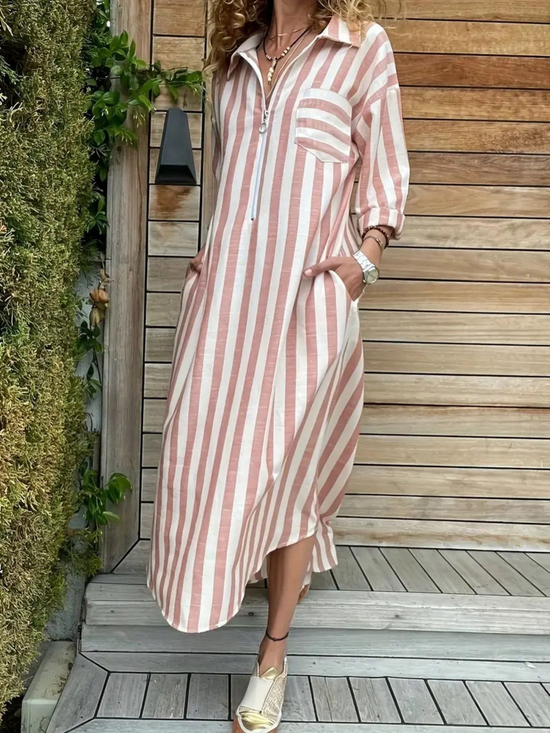 Camilla - Striped Long Shirt Dress