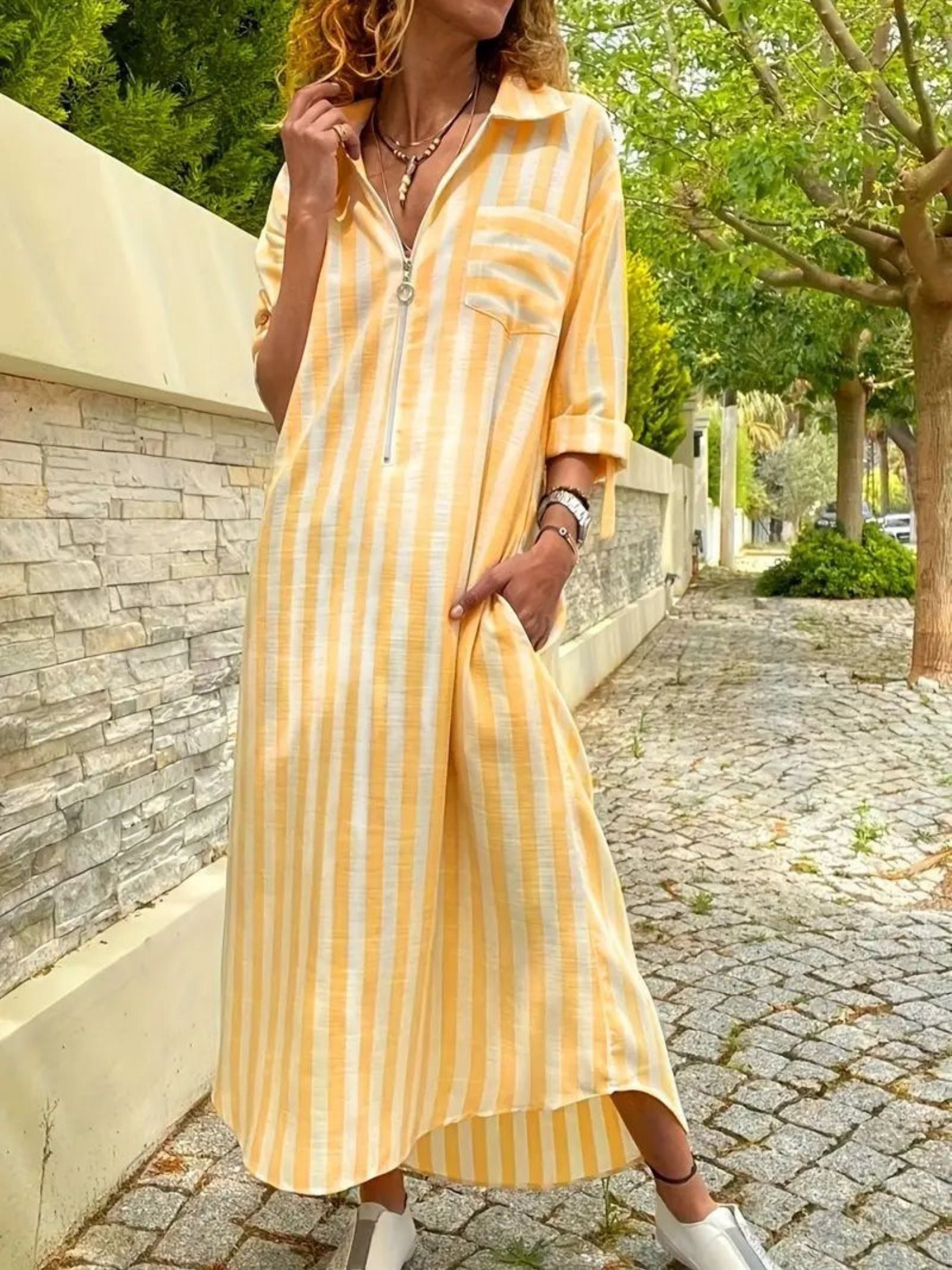 Camilla - Striped Long Shirt Dress
