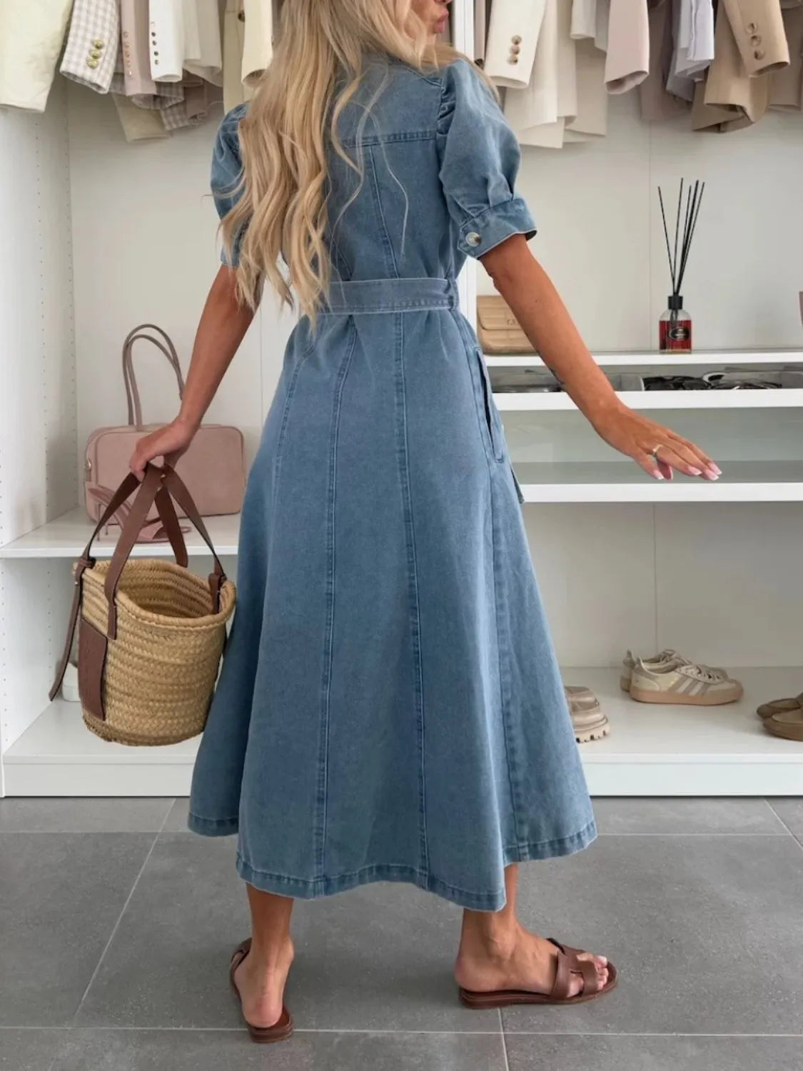 Anna - Maxi Denim Dress with Sleeves