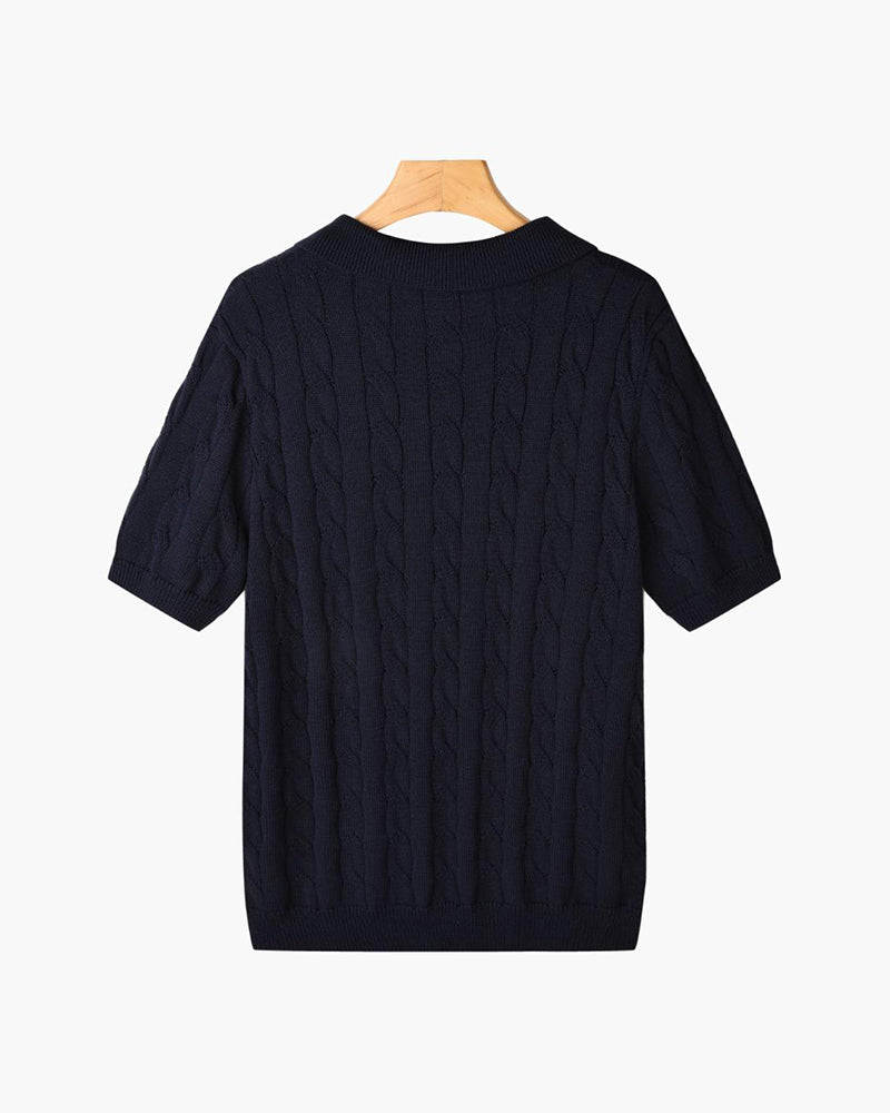 FLORENCE Knit Cable Polo Shirt