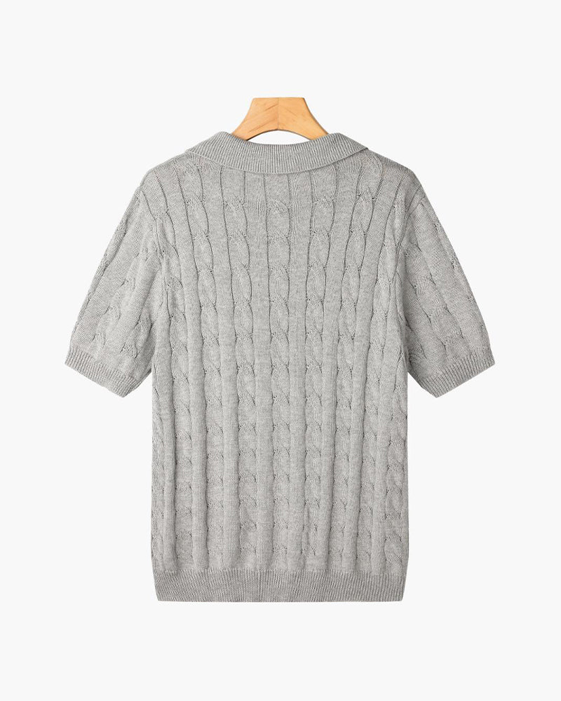 FLORENCE Knit Cable Polo Shirt