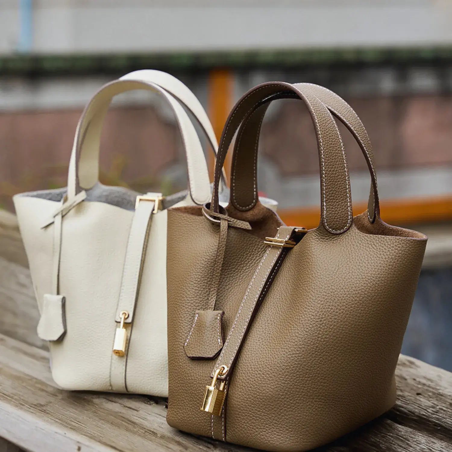 Bellara Genuine Leather Gold Buckle Tote Bag