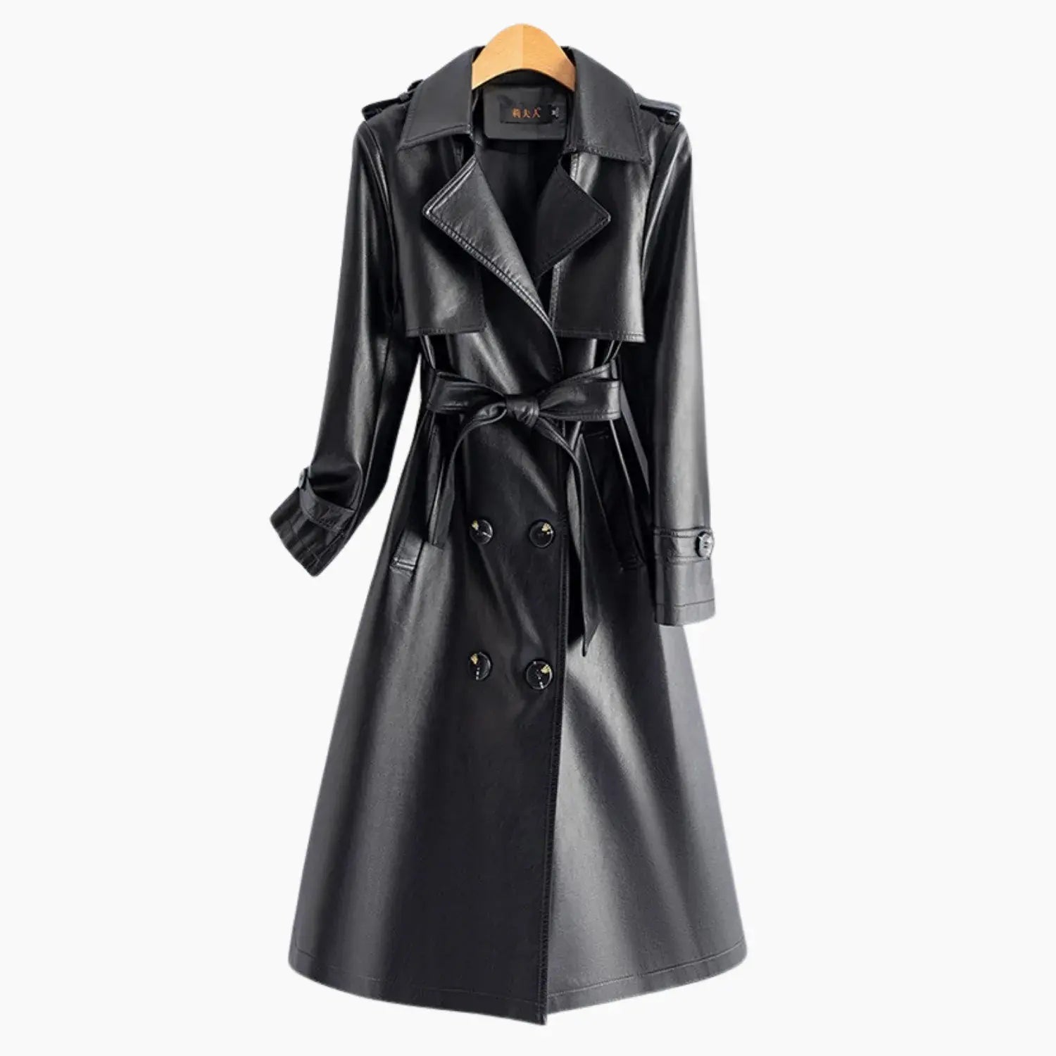 Calista Genuine Leather Trench Coat