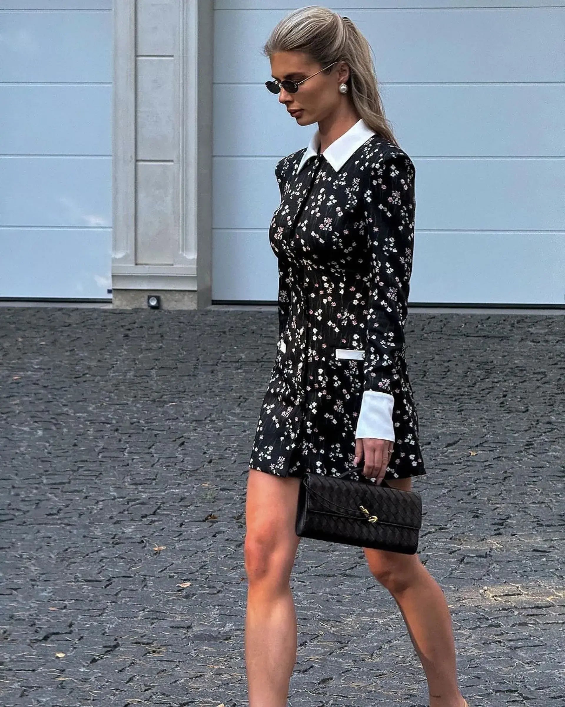 Elegant Black Floral Mini Dress