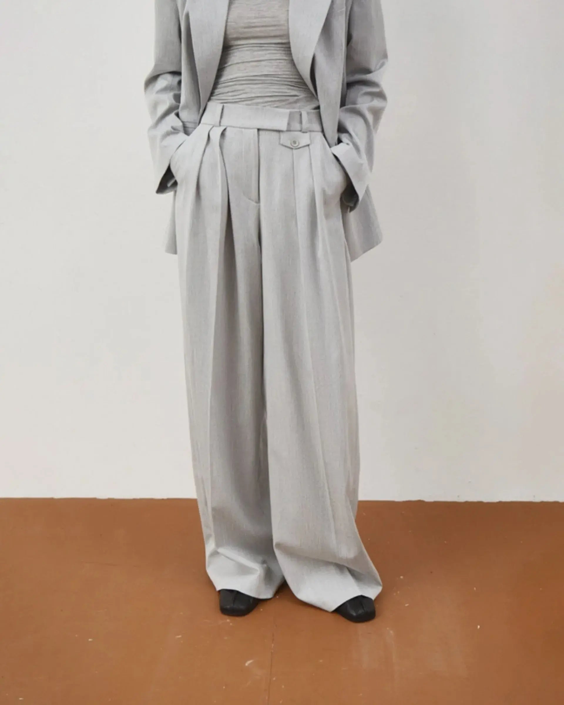 Pleated Wide Leg loos Formal Suit's Trouser