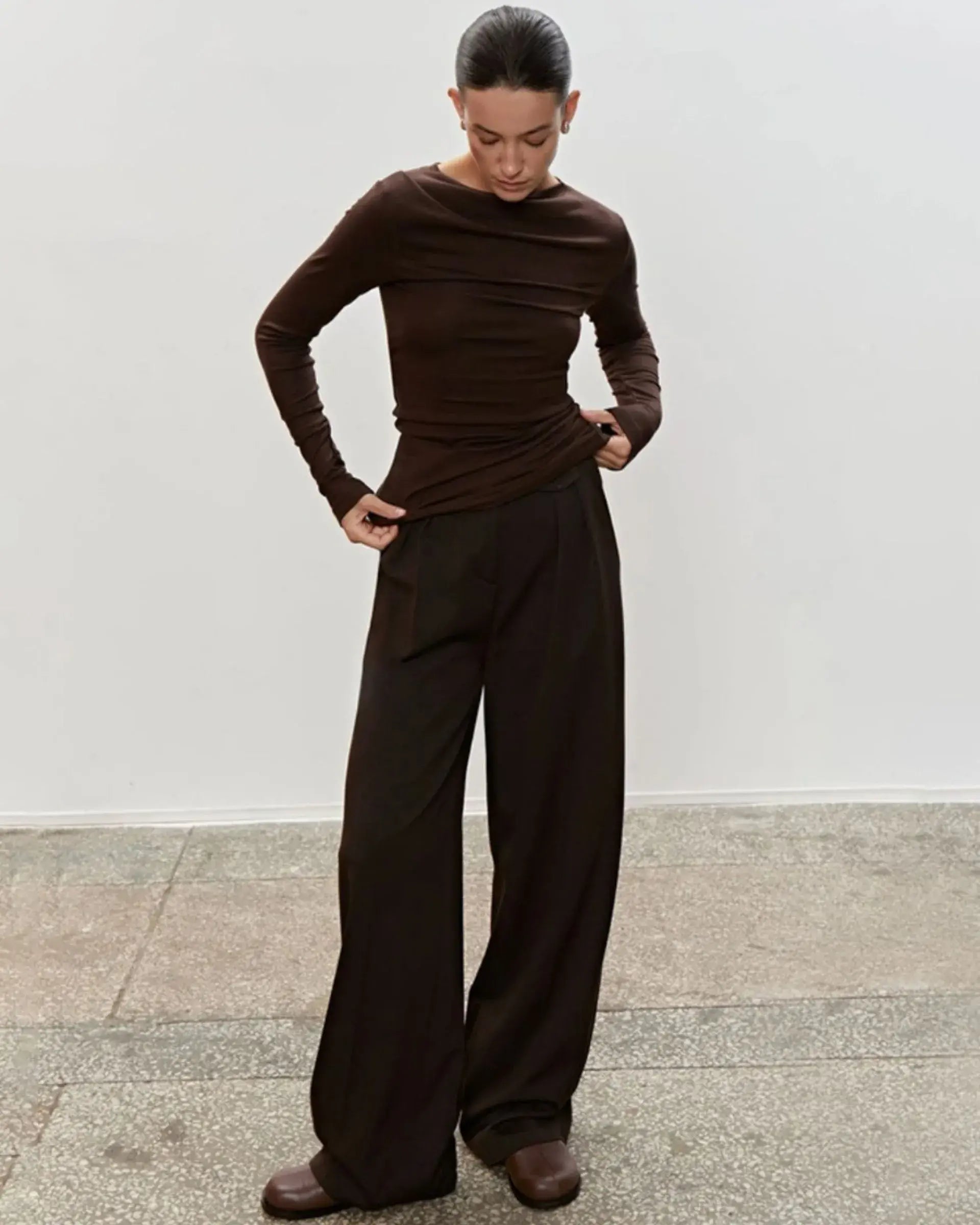 Pleated Wide Leg loos Formal Suit's Trouser