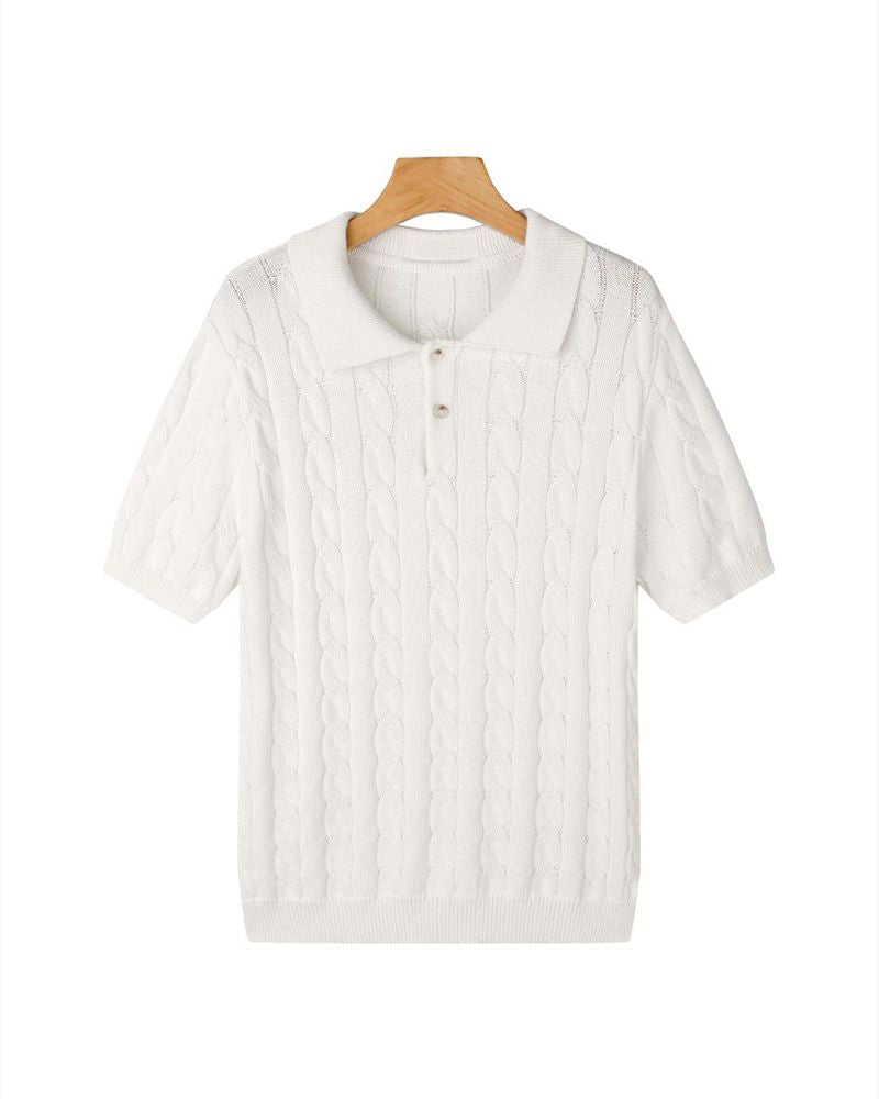 FLORENCE Knit Cable Polo Shirt