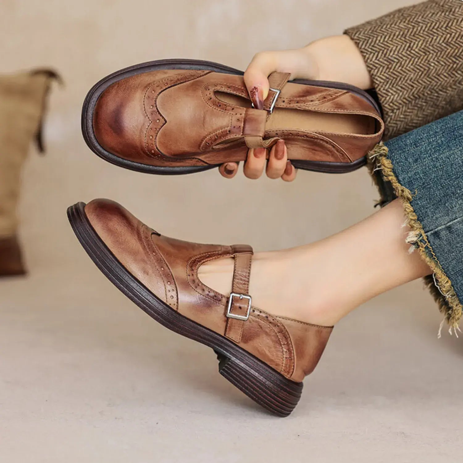 Isella Leather Orthopedic Mary Jane Shoes